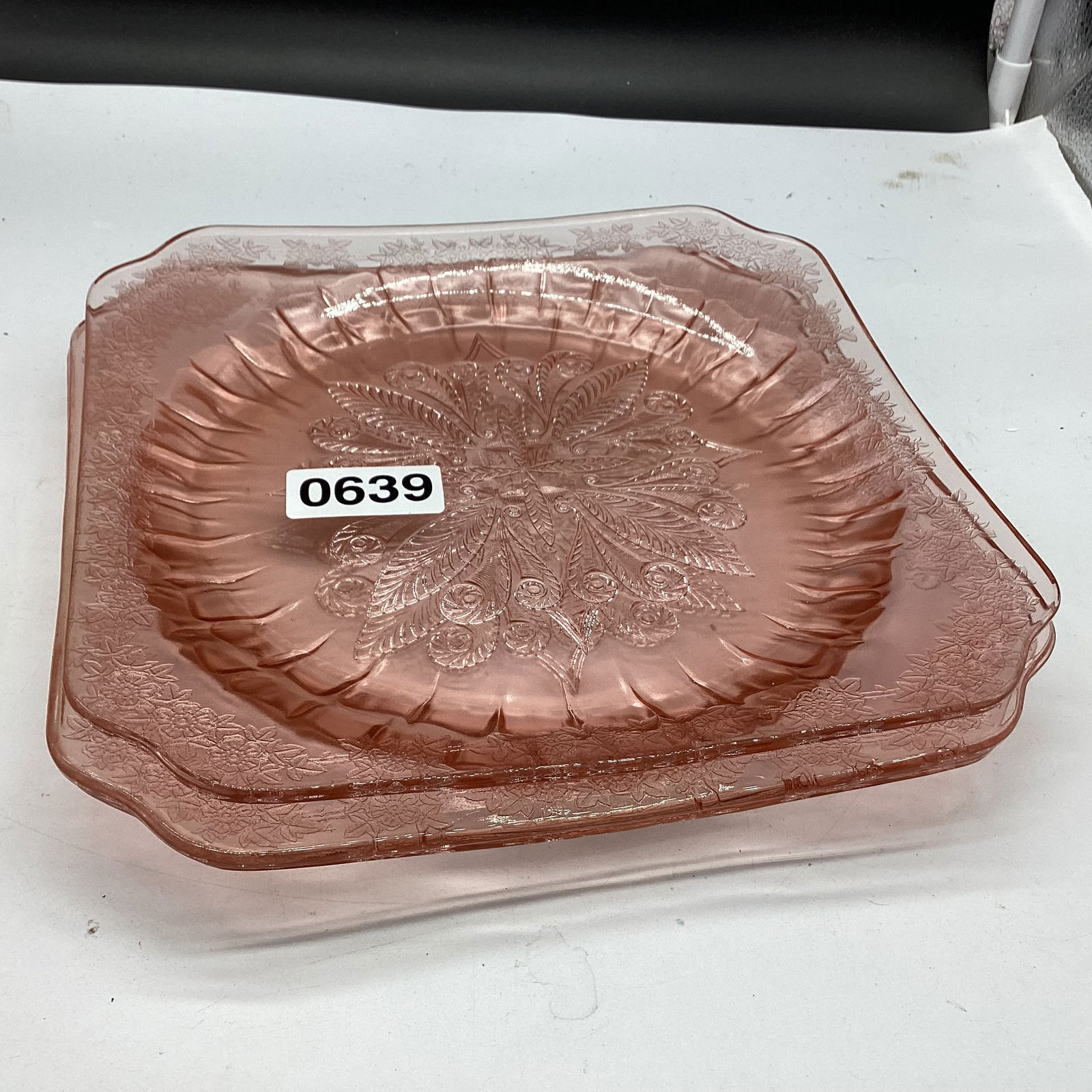 3 DEPRESSION PINK ADAM DINNER PLATES: 9" WIDE GOOD SHAPE