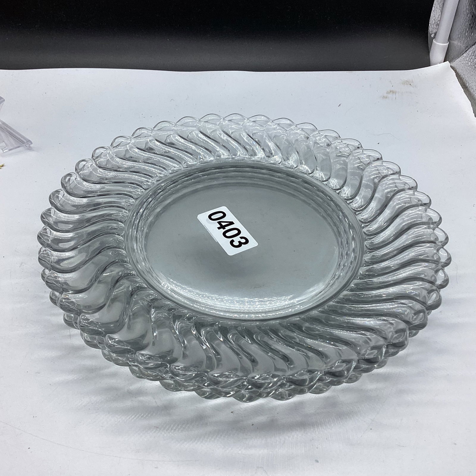 4 DEPRESSION COLONY DINNER PLATES: 9 1/2" WIDE GOOD SHAPE