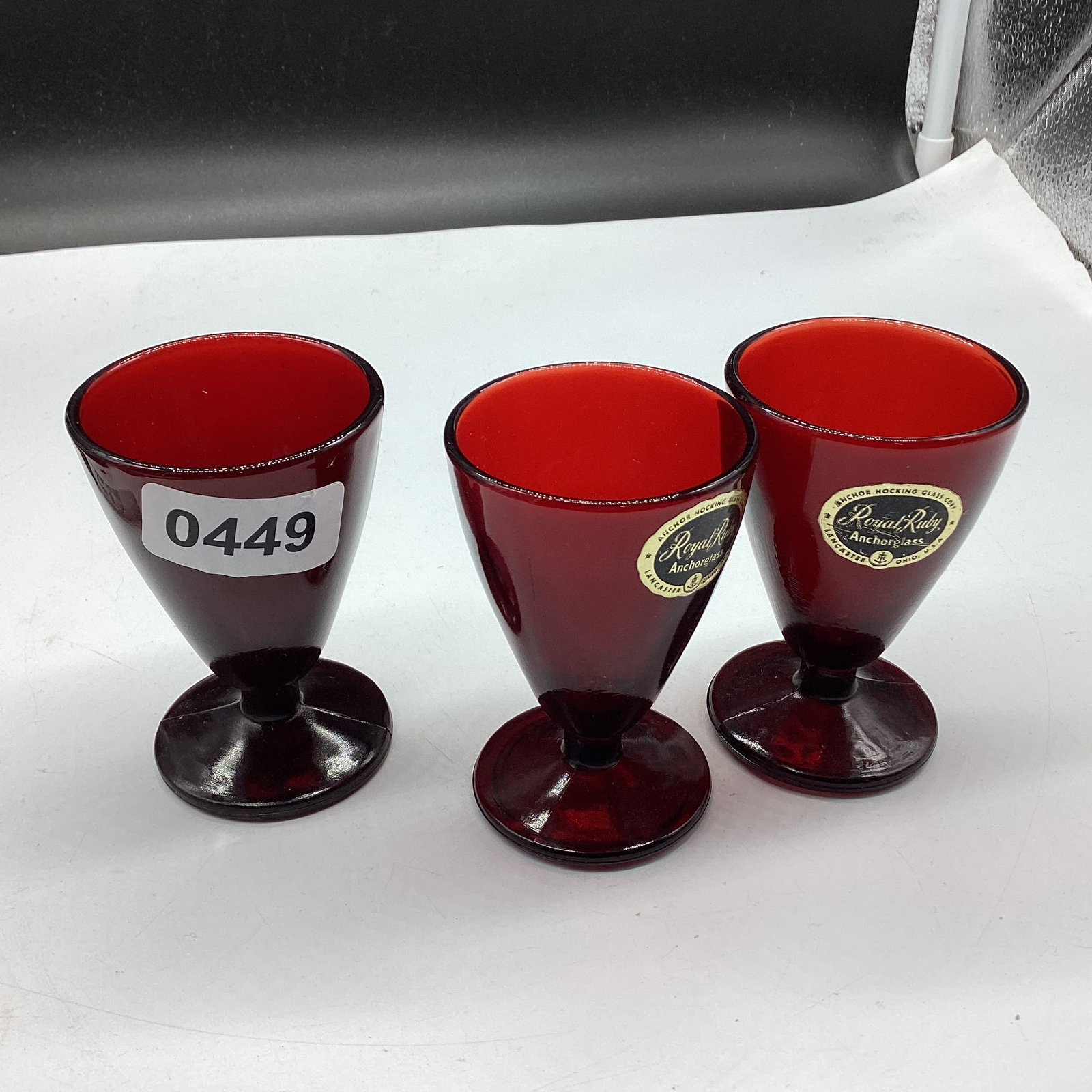 3 DEPRESSION ROYAL RUBY FOOTED CORDIALS (1 of 1)
