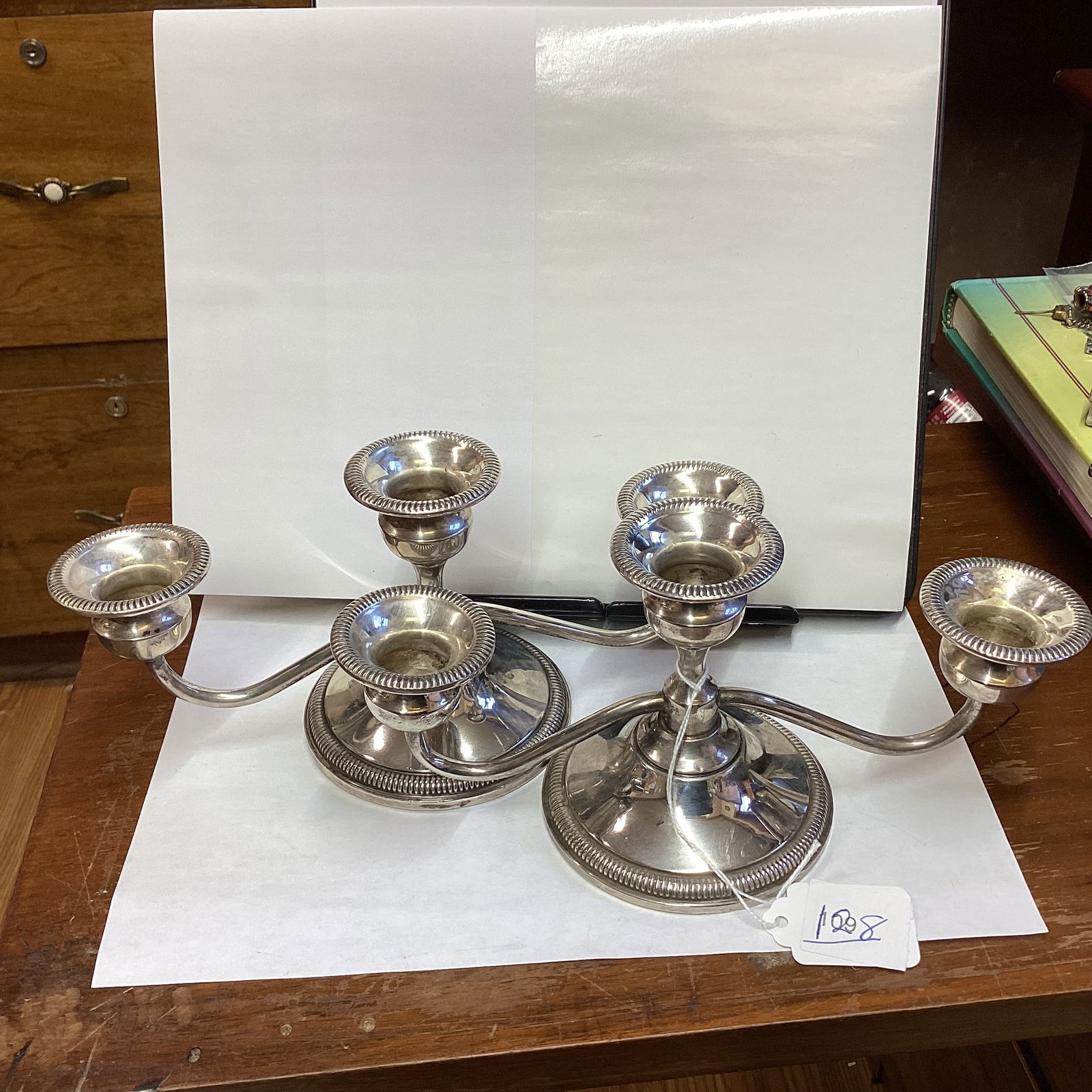 PAIR OF STERLING SILVER CANDLE HOLDERS (1 of 2)