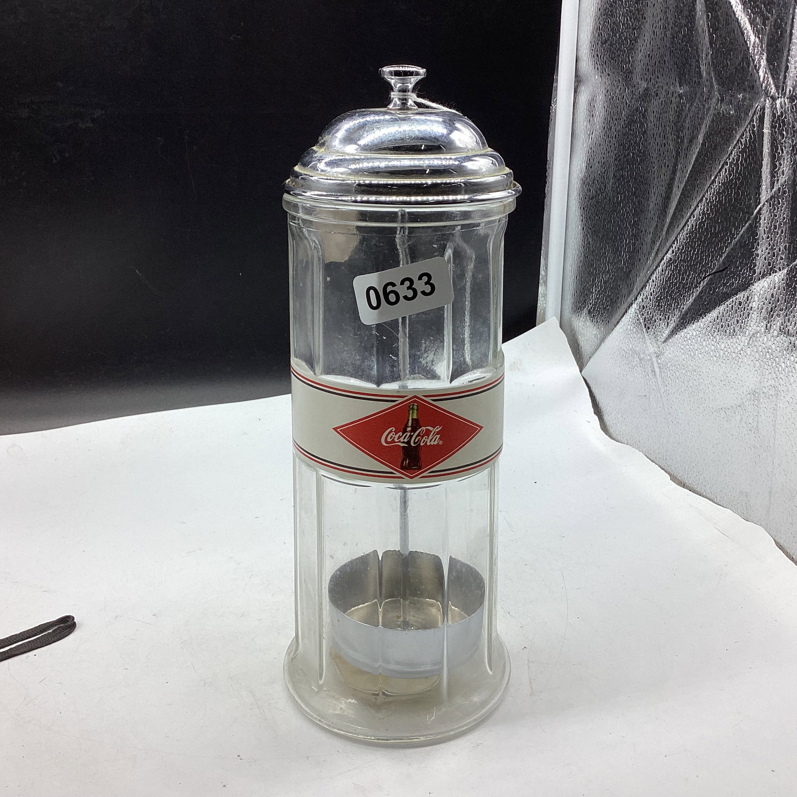 COCA COLA STRAW HOLDER MADE IN USA: 11" TALL GOOD SHAPE