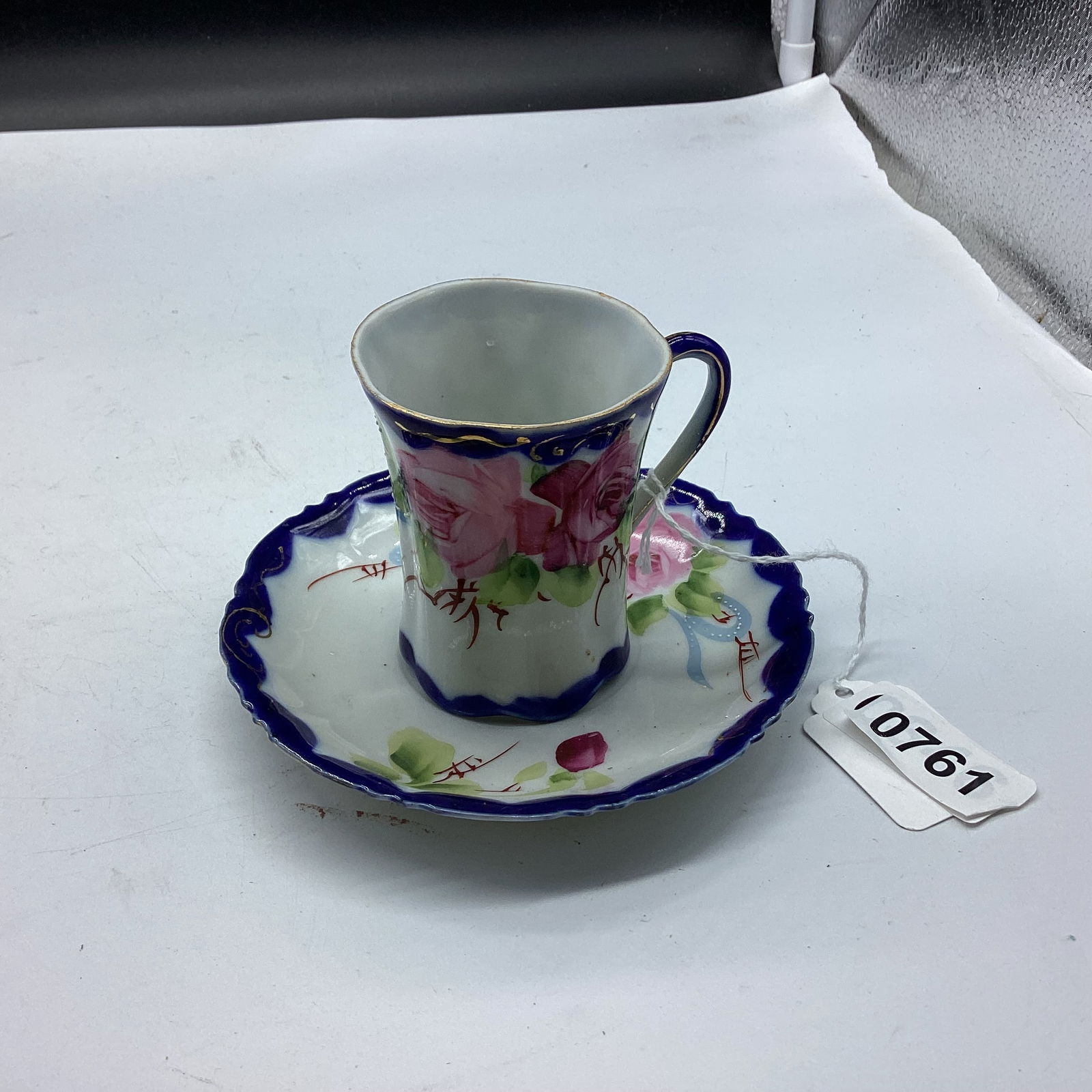 HAND PAINTED NIPPON DEMITASSIE CUP & SAUCER: GOOD SHAPE
