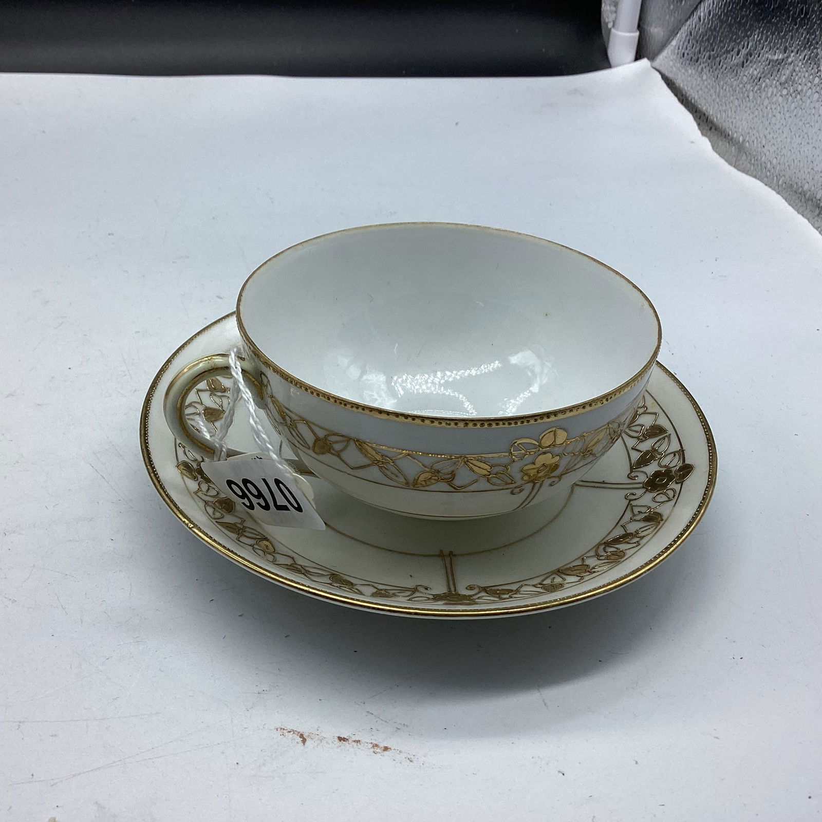 HAND PAINTED GOLD TRIM NIPPON CUP & SAUCER: GOOD SHAPE