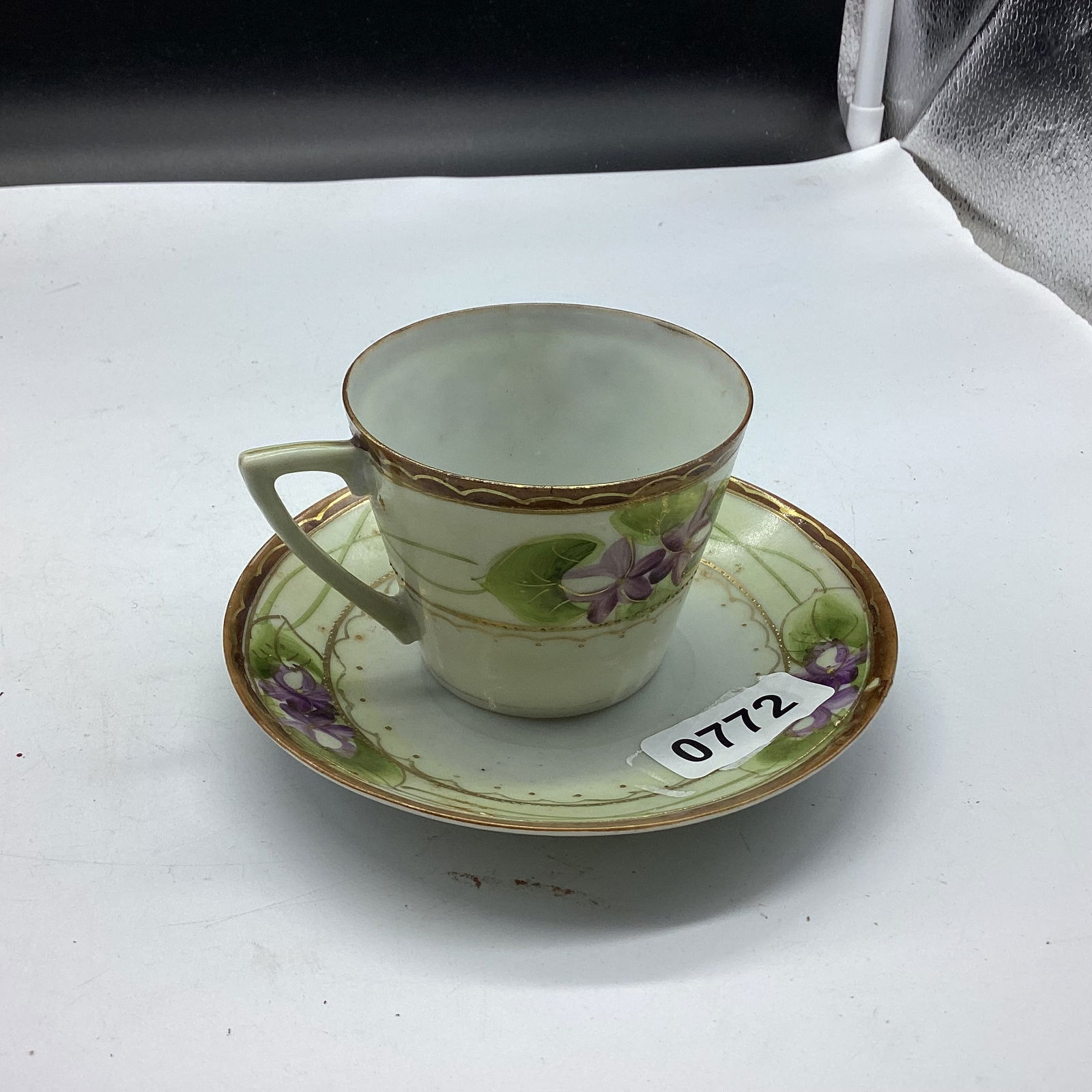 HAND PAINTED PORCELIAN CUP & SAUCER NIPPON: GOOD SHAPE