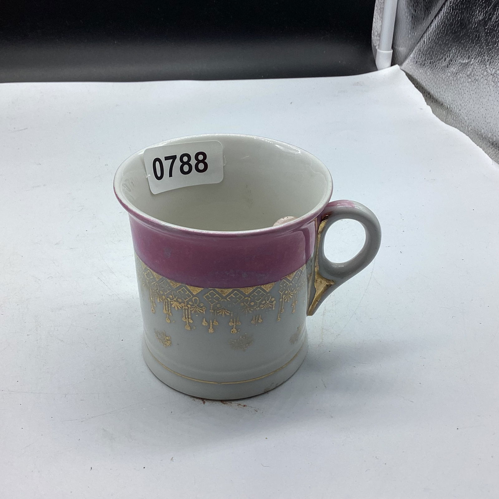 SHAVING MUG MADE IN GERMANY: 3 1/8" TALLL GOOD SHAPE