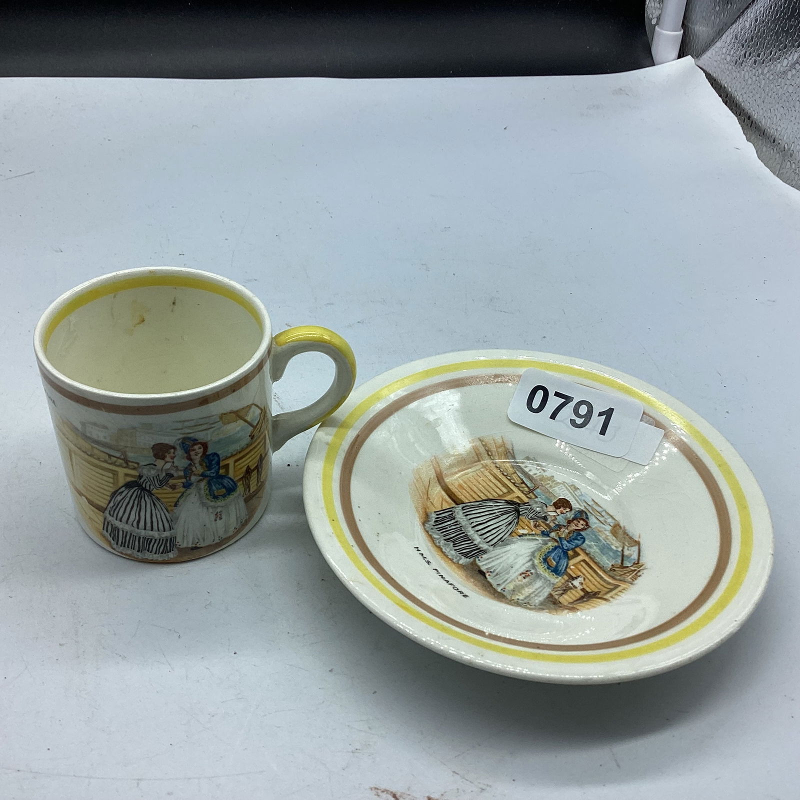 PORTLAND POTTIOERS DEMITASSIE CUP & SAUCER: GOOD SHAPE