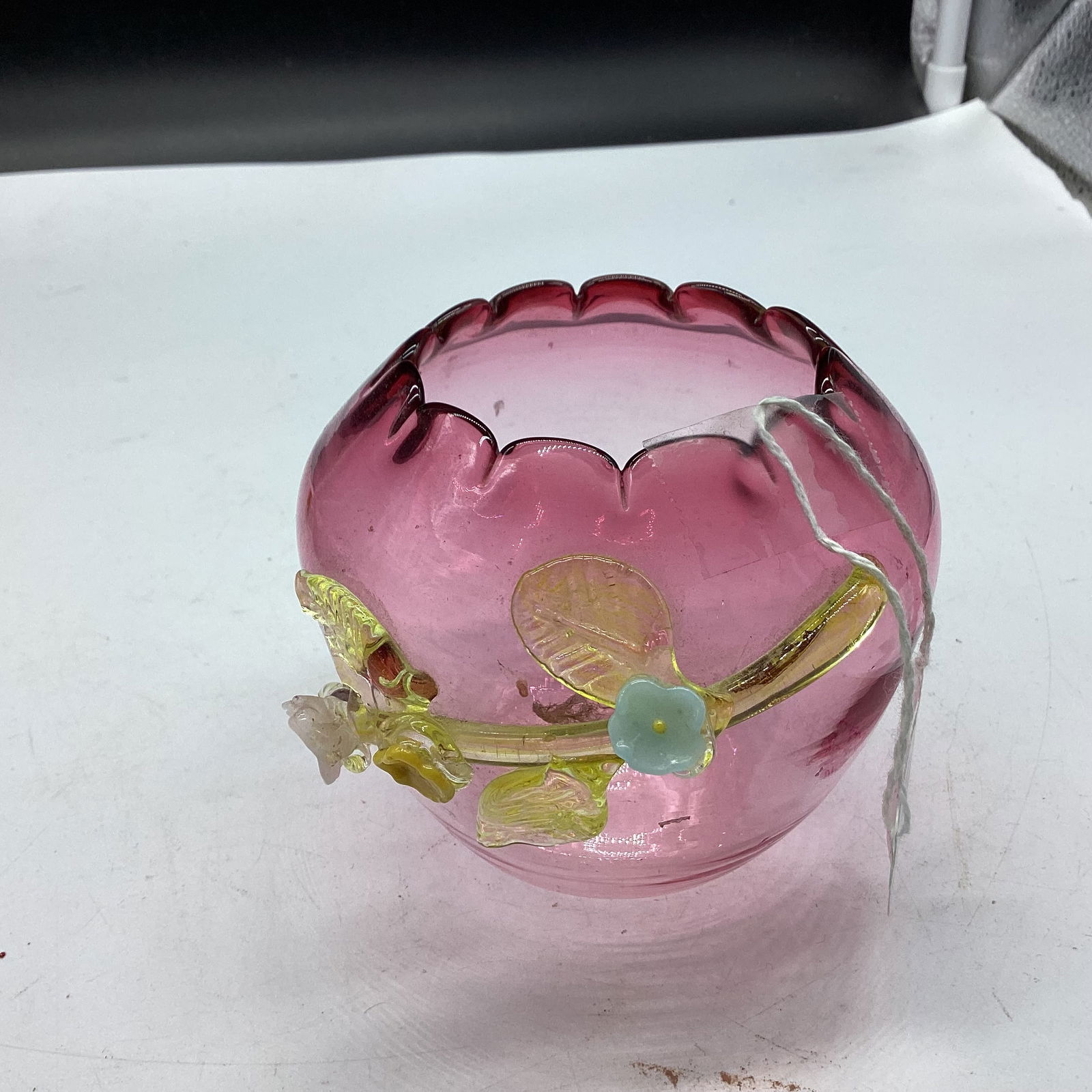 CRANBERRY ART GLASS ROSE BOWL (1 of 1)