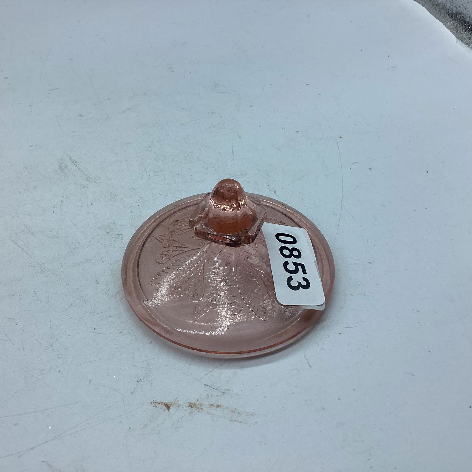 DEPRESSION ADAM CANDY DISH LID: 3 1/4" W GOOD SHAPE