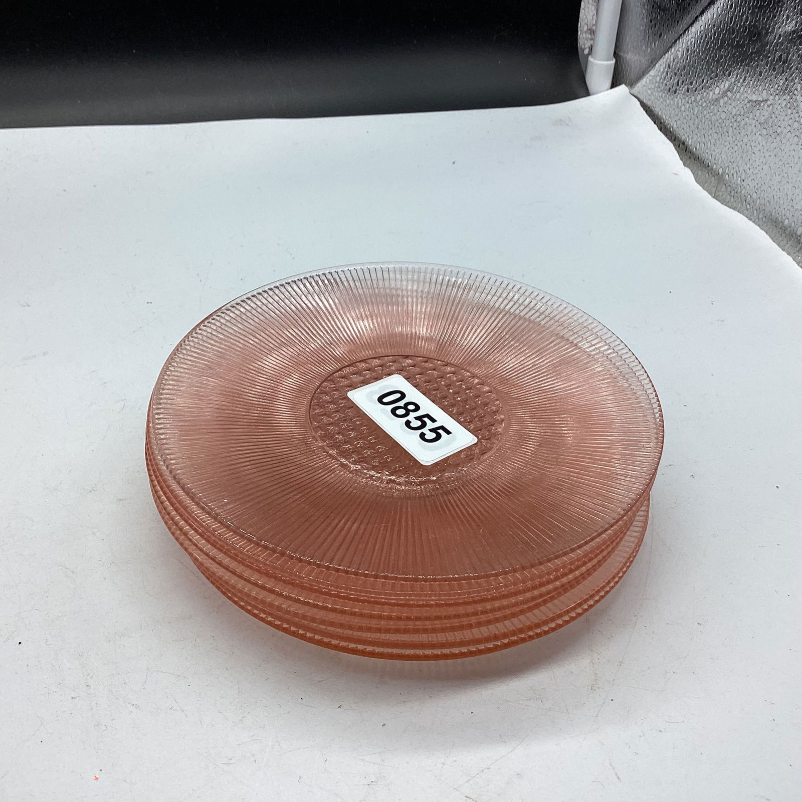 7 DEPRESSION HOMESPUN SAUCERS (1 of 1)