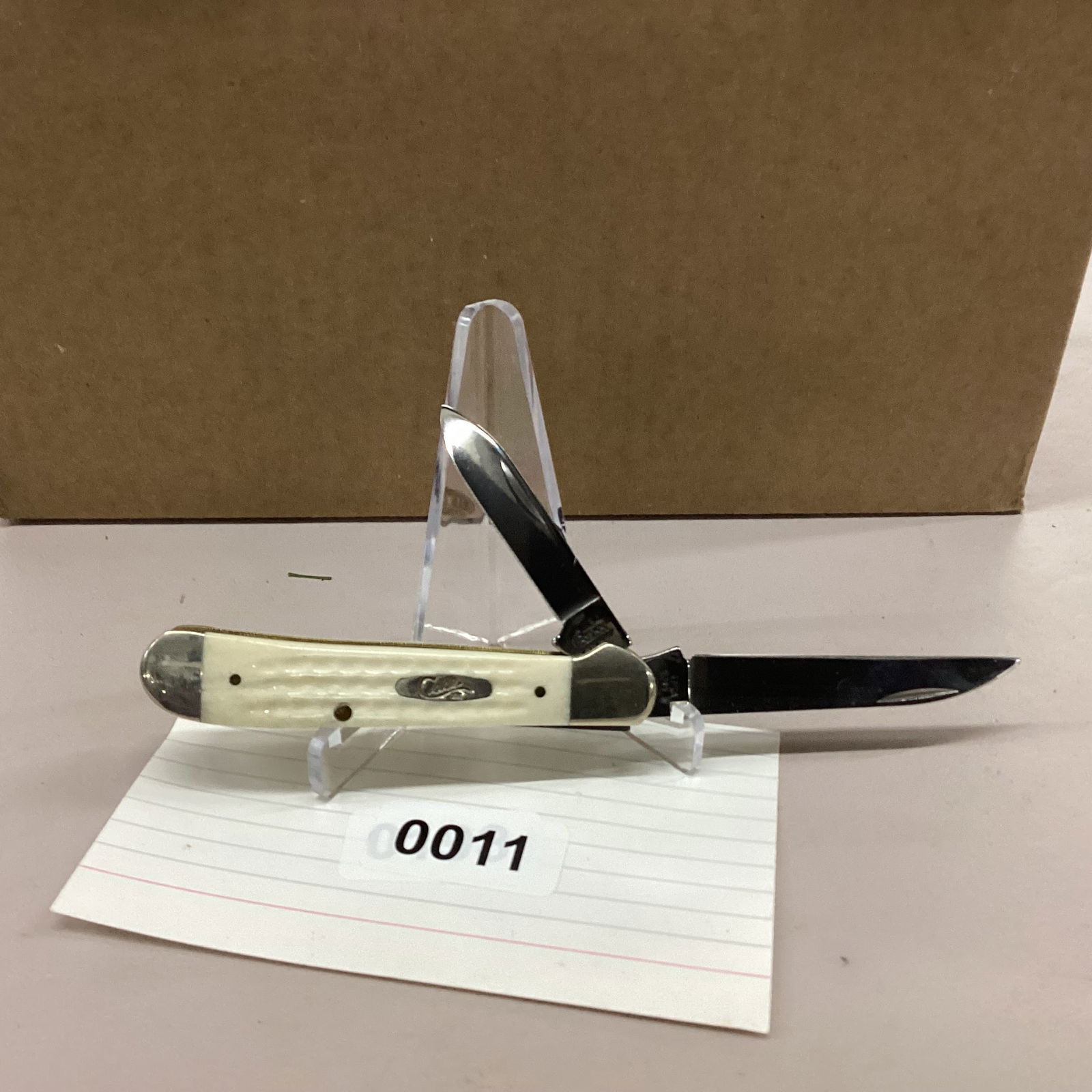 CASE XX 2001 WHITE BONE COPPERHEAD WITH WHARNCLIFF BLADE: NEVER USED OR CARRIED