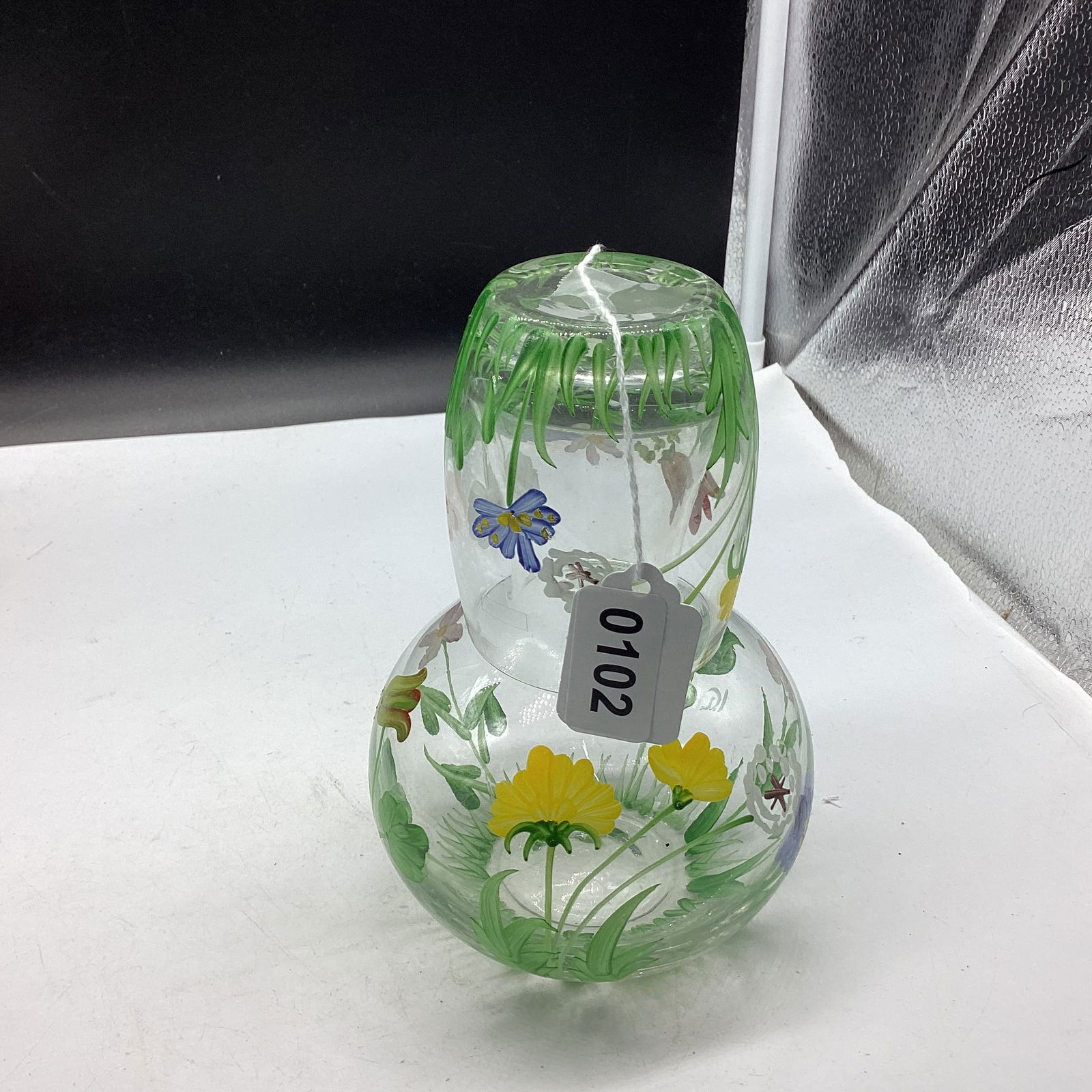 HAND PAINTED TUMBLE UP BEDSIDE WATER SET: GOOD SHAPE