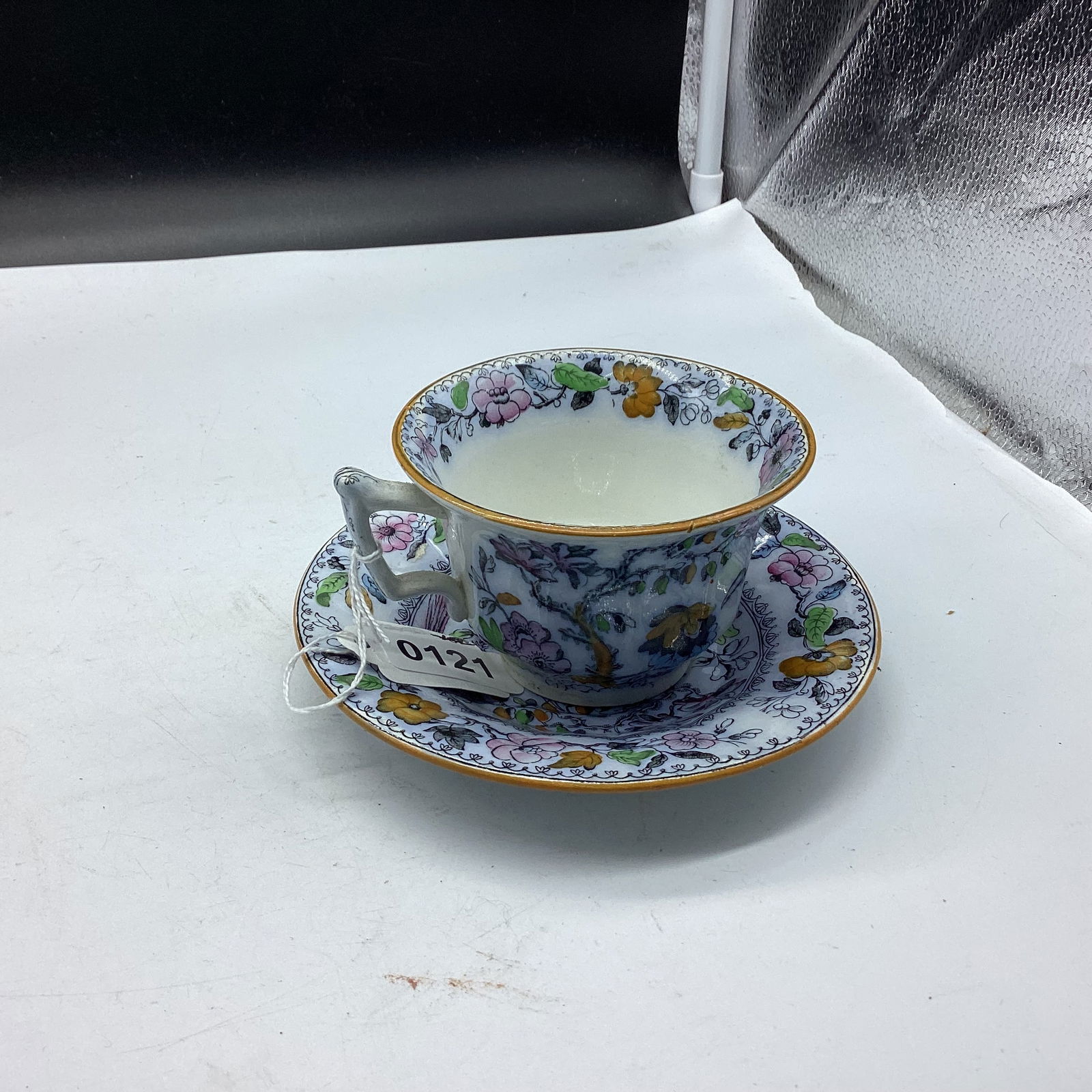 HAND PAINTED CUP & SAUCER MADE BY ASHWOTH ENGLAND: GOOD SHAPE