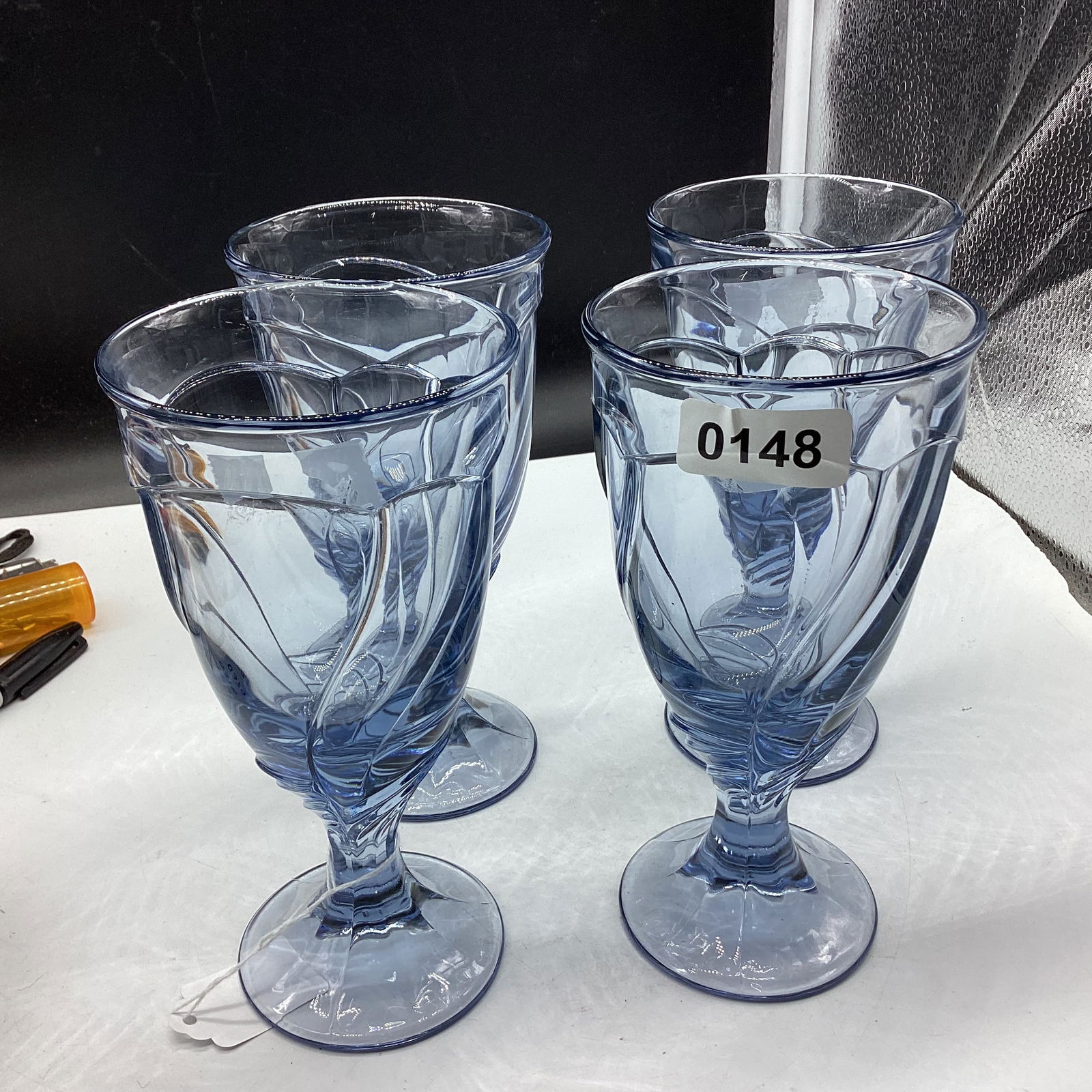 4 FOSTORIA JAMESTOWN FOOTED GOBLETS: 7 1/4" TALL GOOD SHAPE