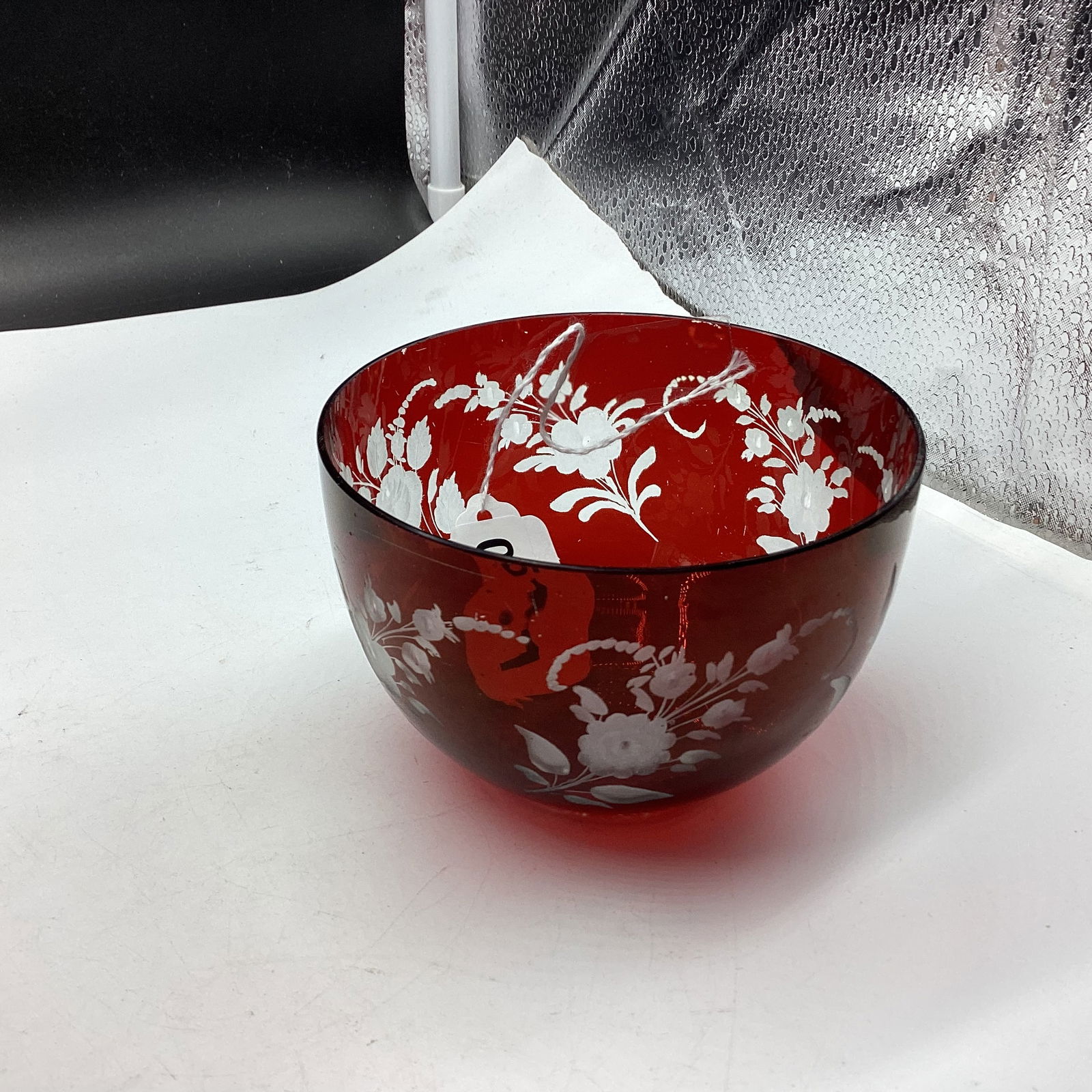 RED CUT TO CLEAR BOHEMIAN BOWL (1 of 1)