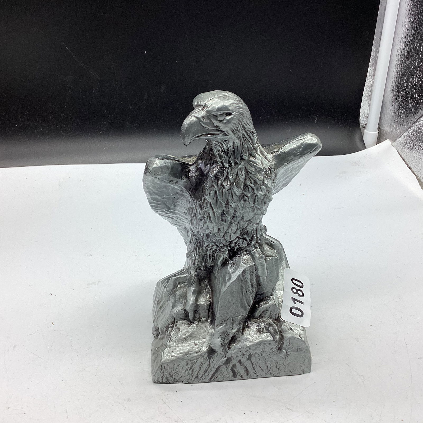 EAGLE BRONZE FIONISH BANK: 4 X6 1/2 GOOD SHAPE