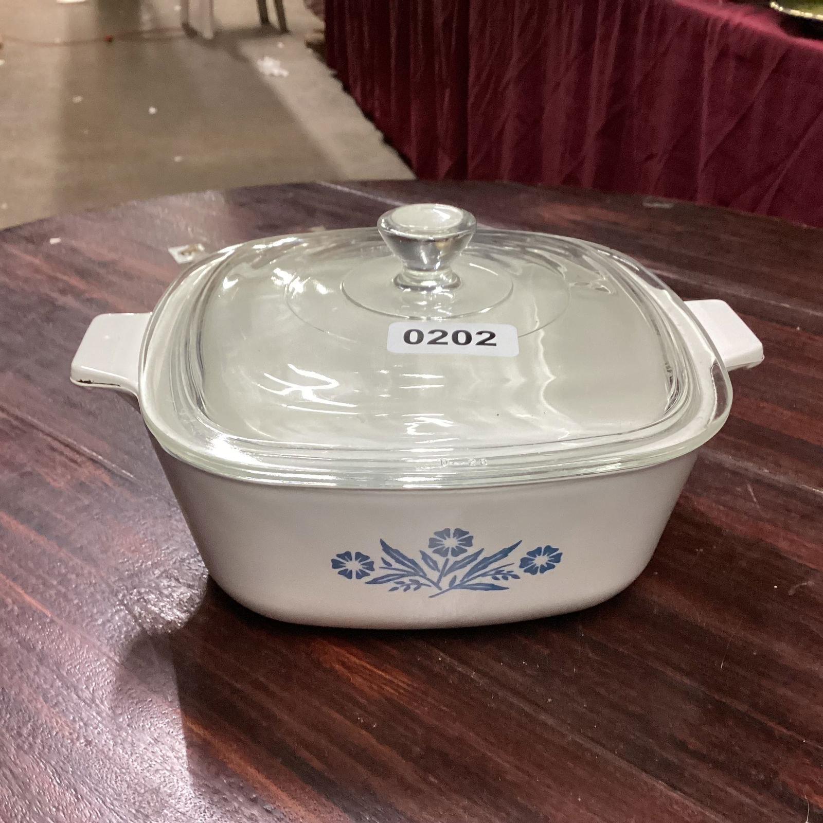 BLUE CORNFLOWER CORNING BAKING DISH: 7" WIDE GOOD SHAPE