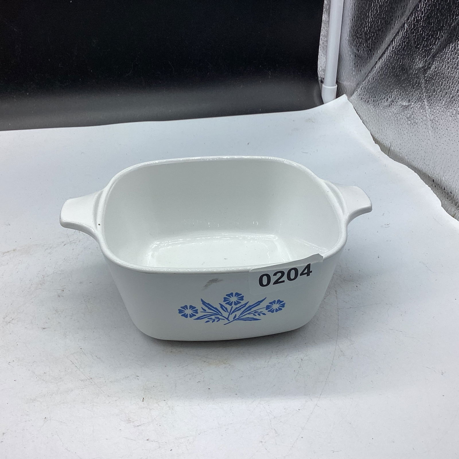 BLUE CORNFLOWER CORNING BAKING DISH: 5 1/4" W NO LID GOOD SHAPE