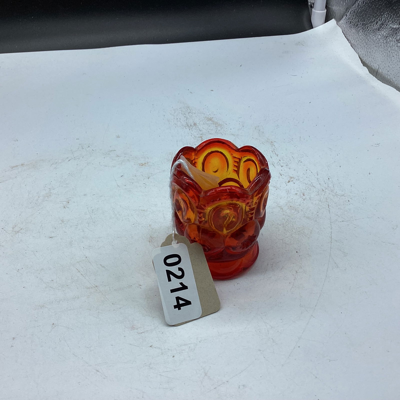 SMITH GLASS MOON & STAR AMVERIAN TOOTH PICK HOLDER: 2 1/2" TALL GOOD SHAPE