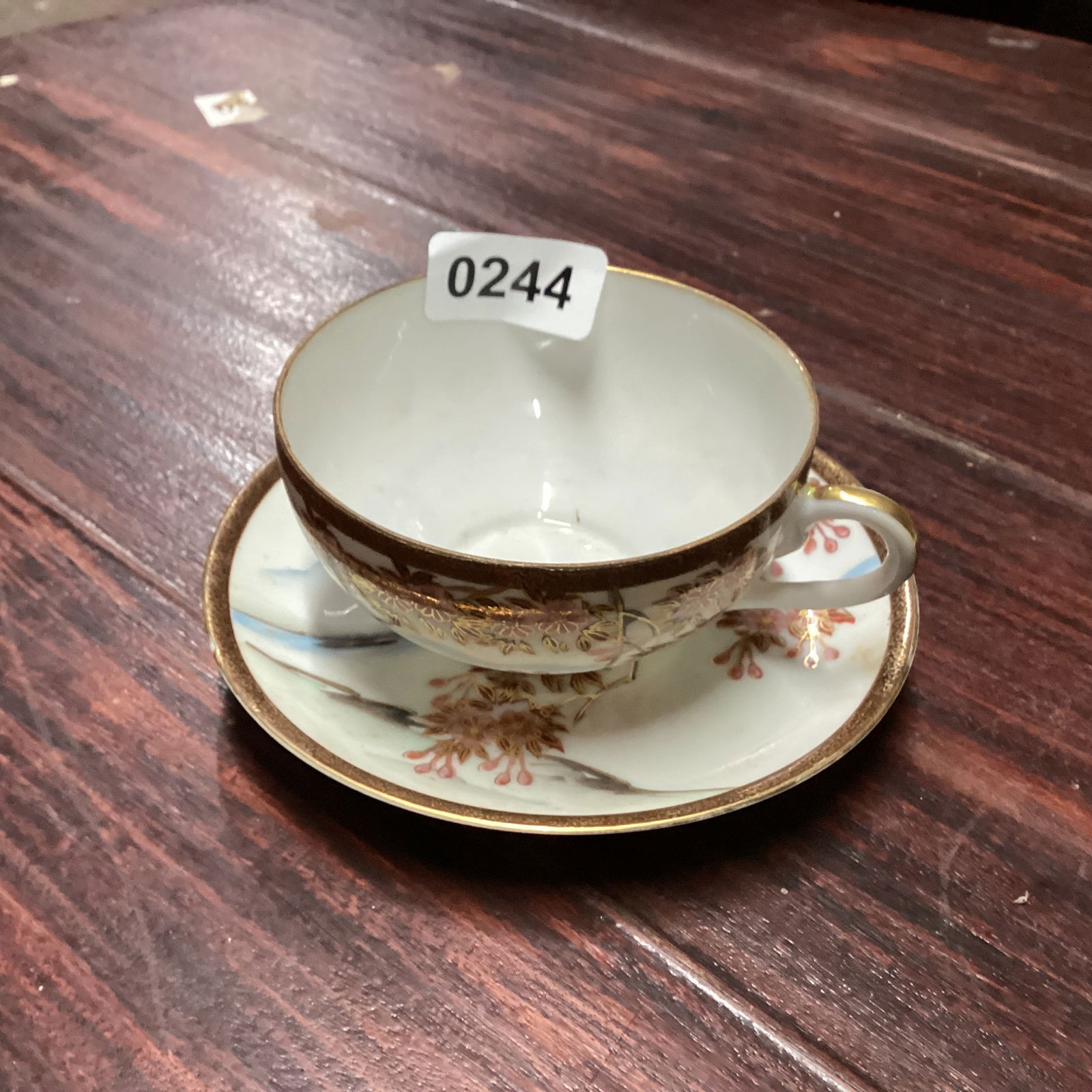 HAND PAINTED PORCELIAN CUP & SAUCER: GOOD SHAPE
