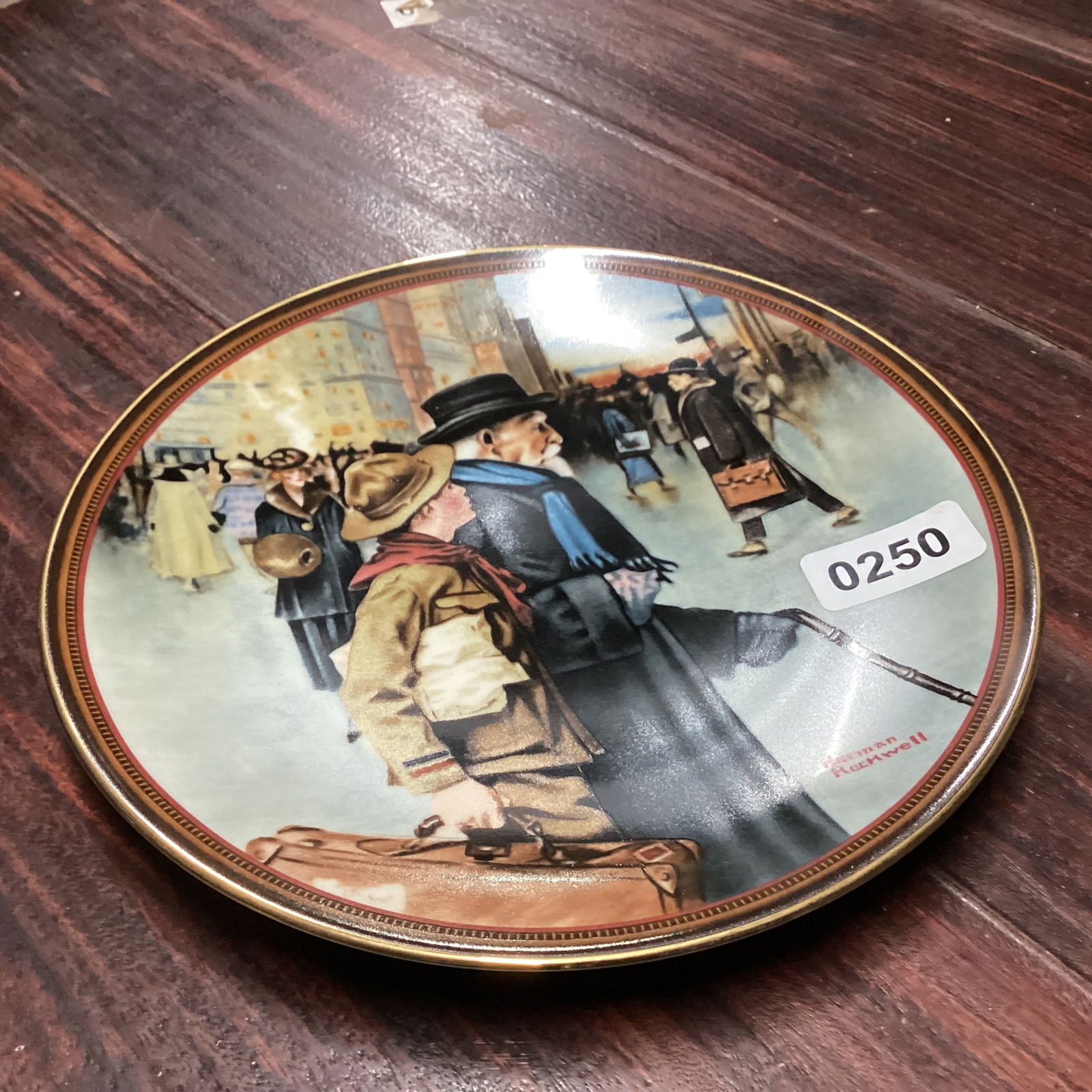 NORMAN ROCKWELL A HELPING HAND COLLECTOR PLATE: 8 1/2 WIDE GOOD SHAPE