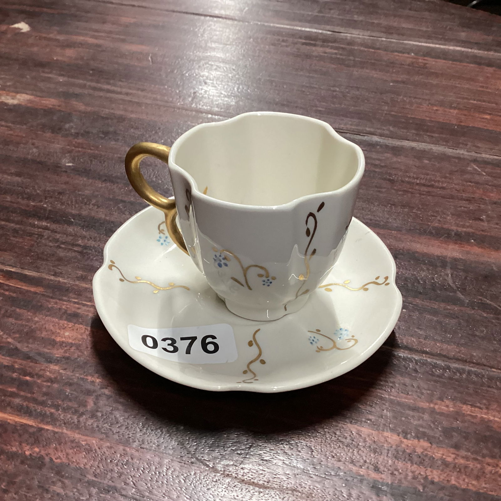 DEMITASSIE CUP & SAUCER ROSE CROWN CA.: GOOD SHAPE