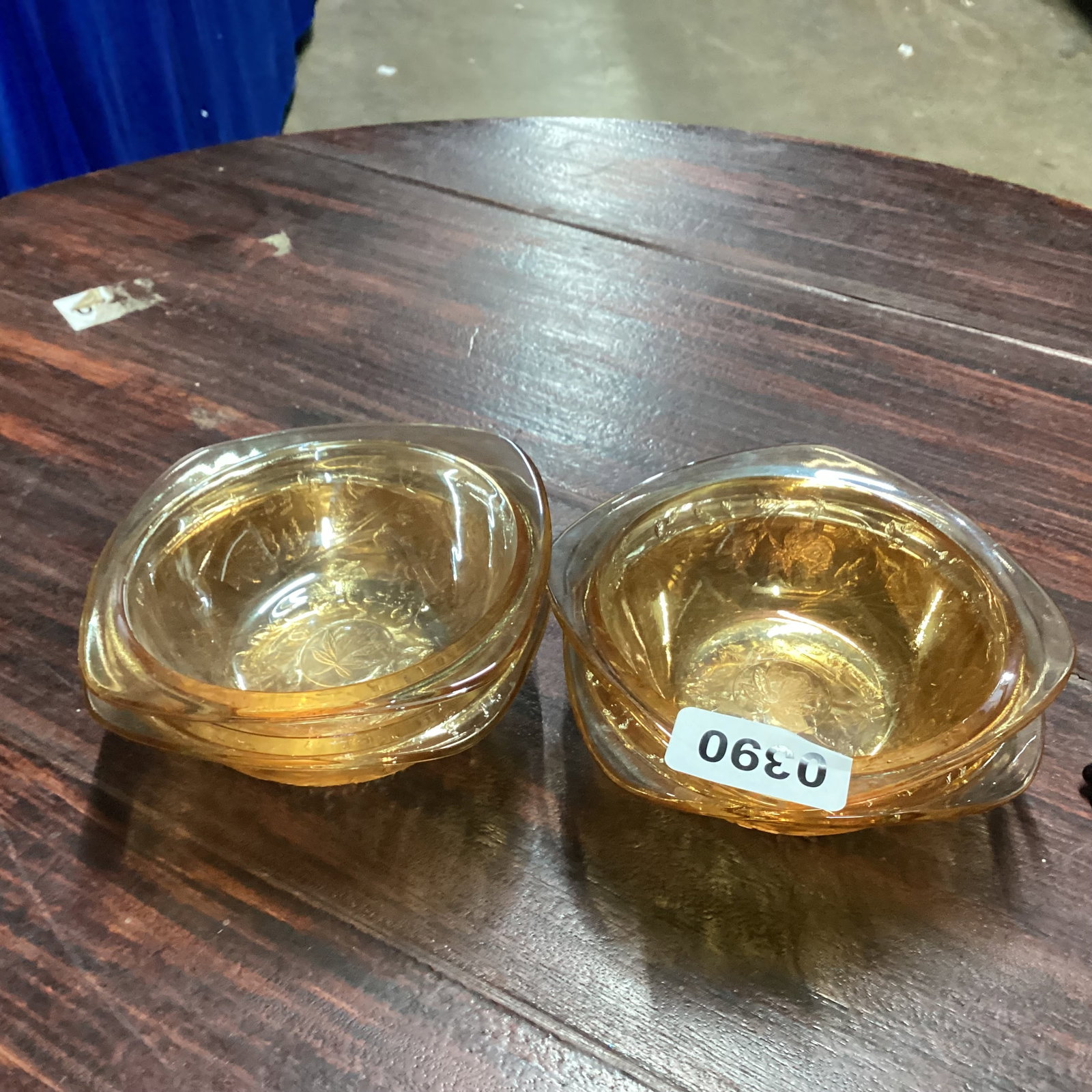 4 DEPRESSION FLORAGOLD BERRY BOWLS: 4 1/2 WIDE GOOD SHAPE