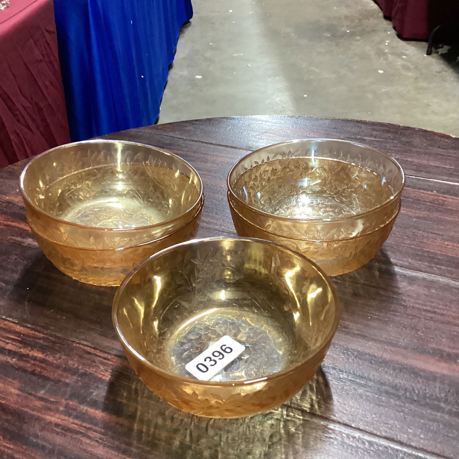 5 DEPRESSION FLORAGOLD CEREAL BOWLS: 6 3/4" WIDE GOOD SHAPE