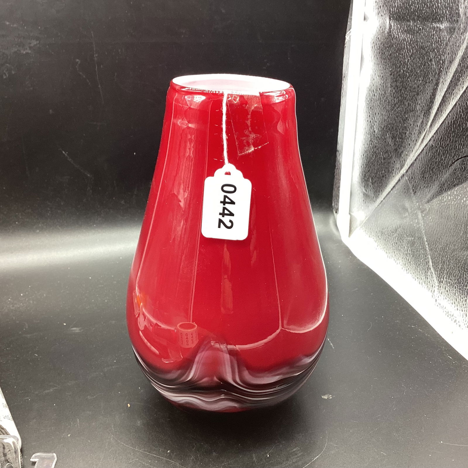 MCM RED CASED ART GLASS VASE (1 of 3)