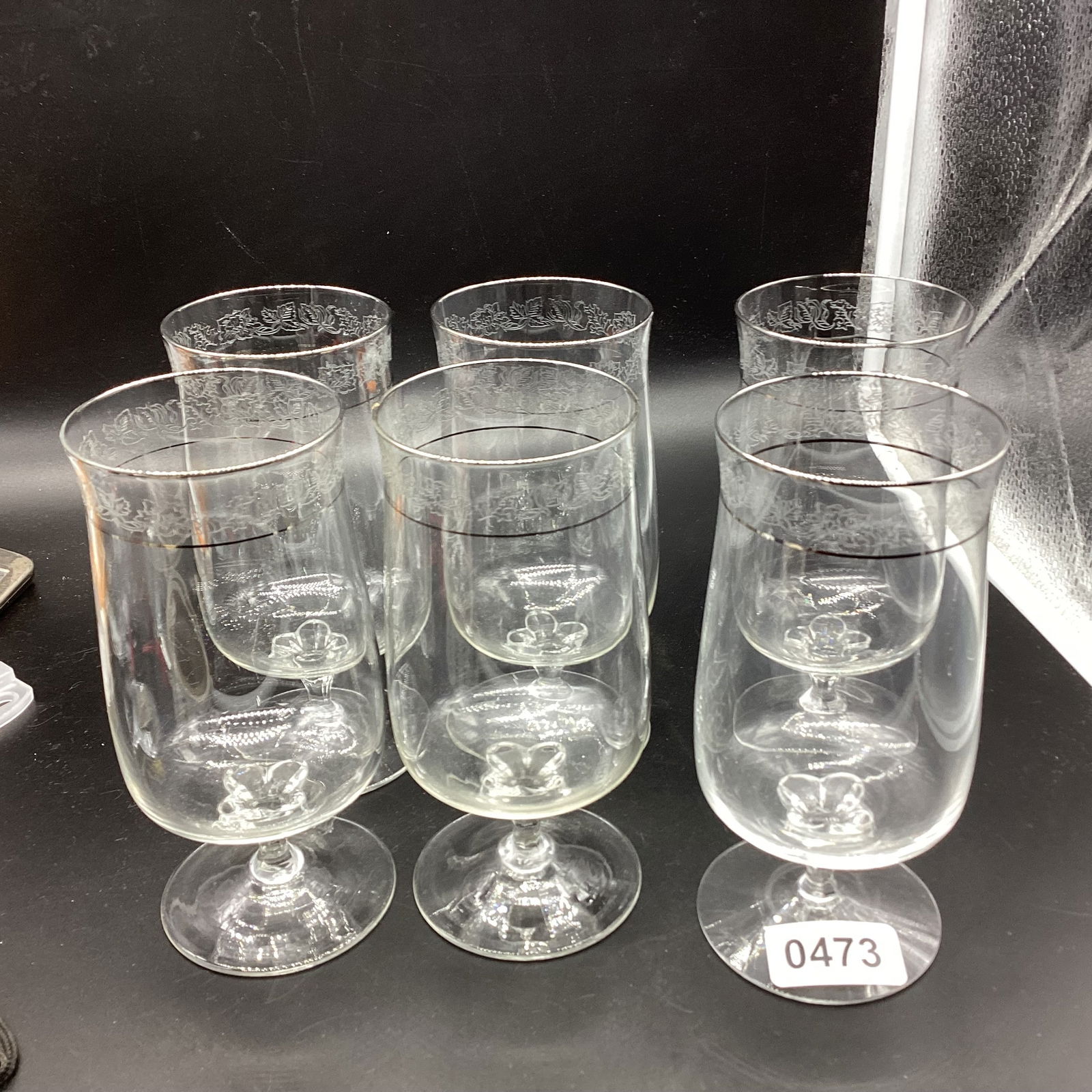6 LENOX PLATINUM RIM MOON SPUN ICE TEA GLASSES: 6 TALL GOOD SHAPE