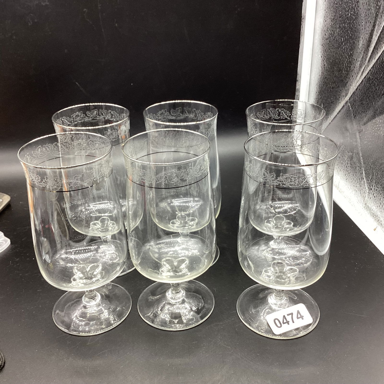 6 LENOX PLATINUM RIM MOON SPUN ICE TEA GLASSES: 6 TALL GOOD SHAPE