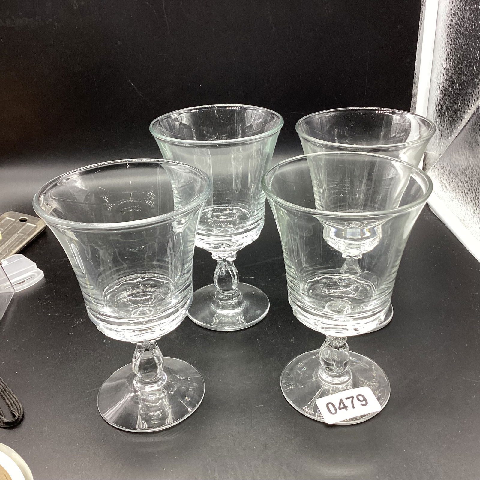 4 FOSTORIA CENTURY WATER GLASSES: 6" TALL GOOD SHAPE