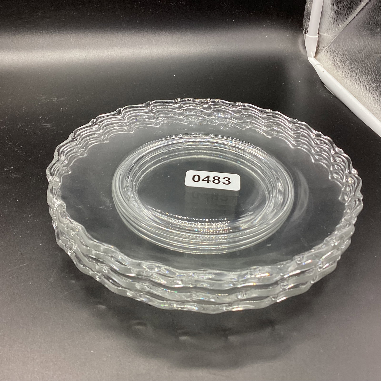 4 FOSTORIA CENTURY LUNCHEON PLATES: 8 1/2" W GOOD SHAPE