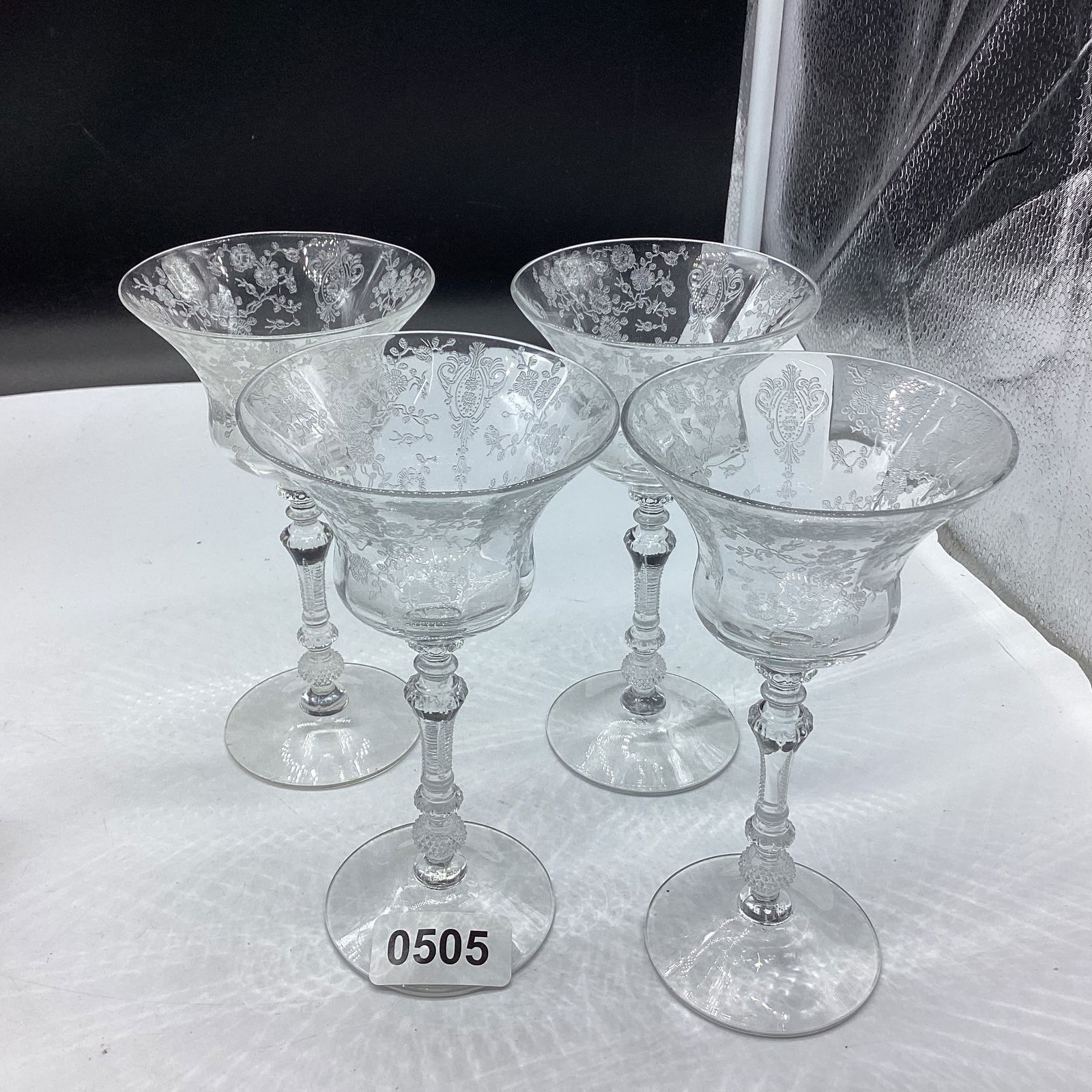 4 CAMBRIDGE ROSE POINT CORDIALS POPCORN STEM (1 of 2)