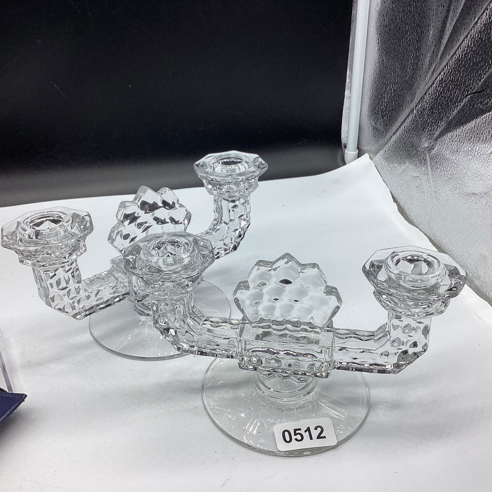 PAIR AMERICAN FOSTORIA CANDLE HOLDERS (1 of 1)