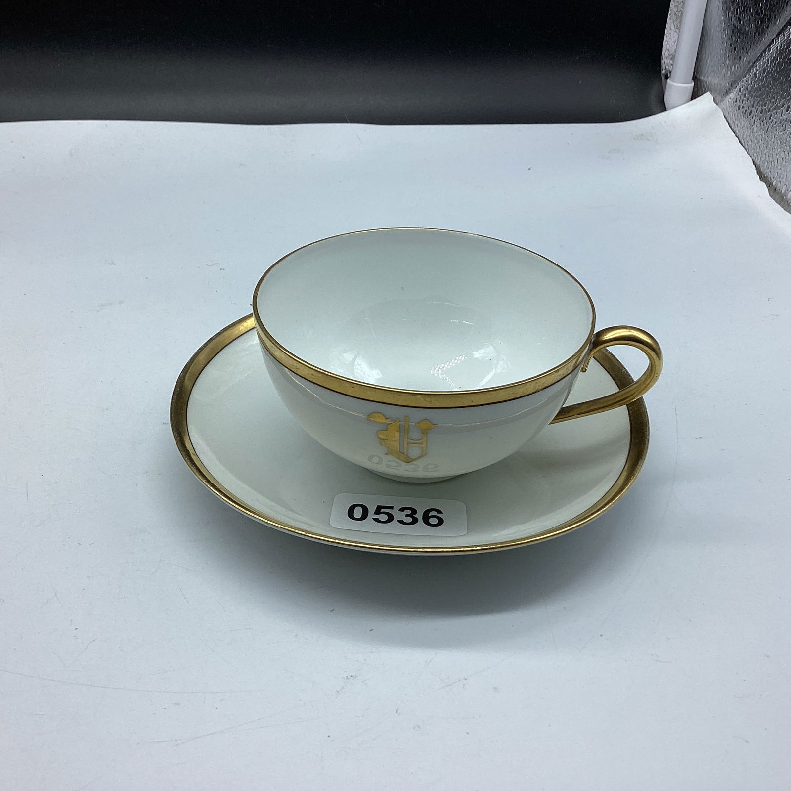 PORCELIAN GOLD TRIM CUP & SAUCER BAVARIA: GOOD SHAPE