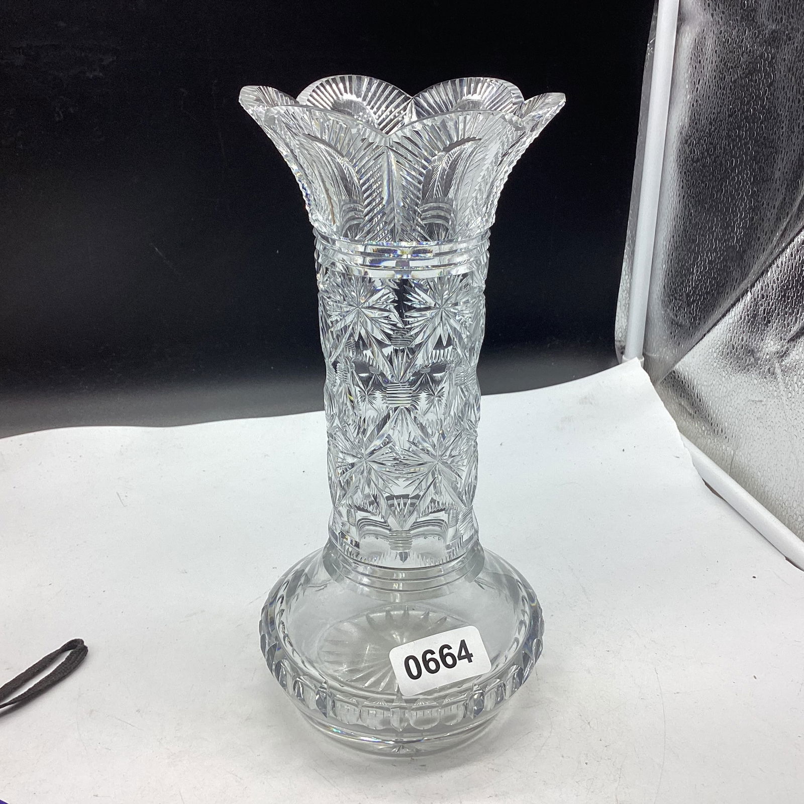 VINTAGE BRILLIANT CUT GLASS VASE SIGNED LIBBEY (1 of 1)