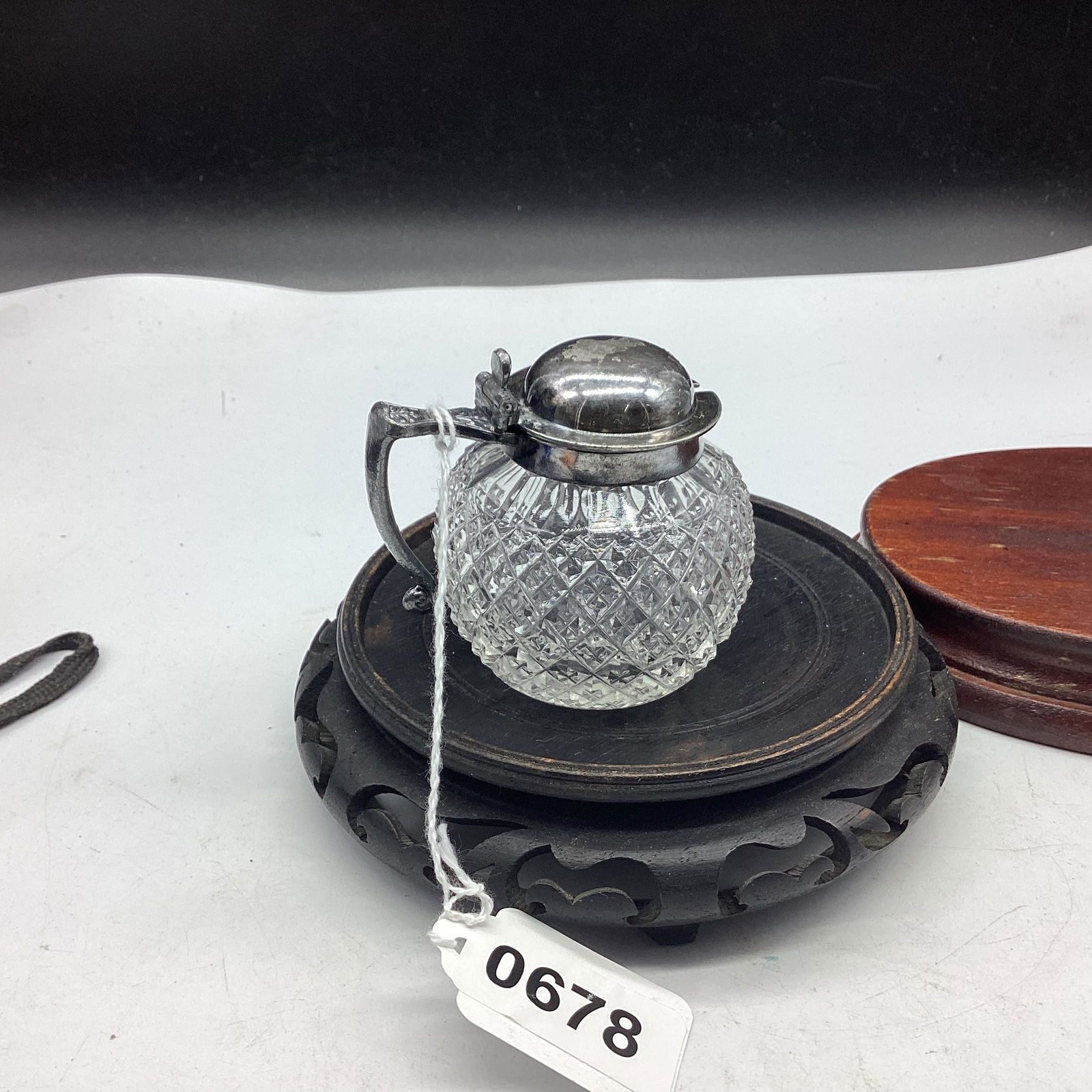 VINTAGE BRILLIANT CUT GLASS MUSTARD DISH: 2 1/2" TALL GOOD SHAPE