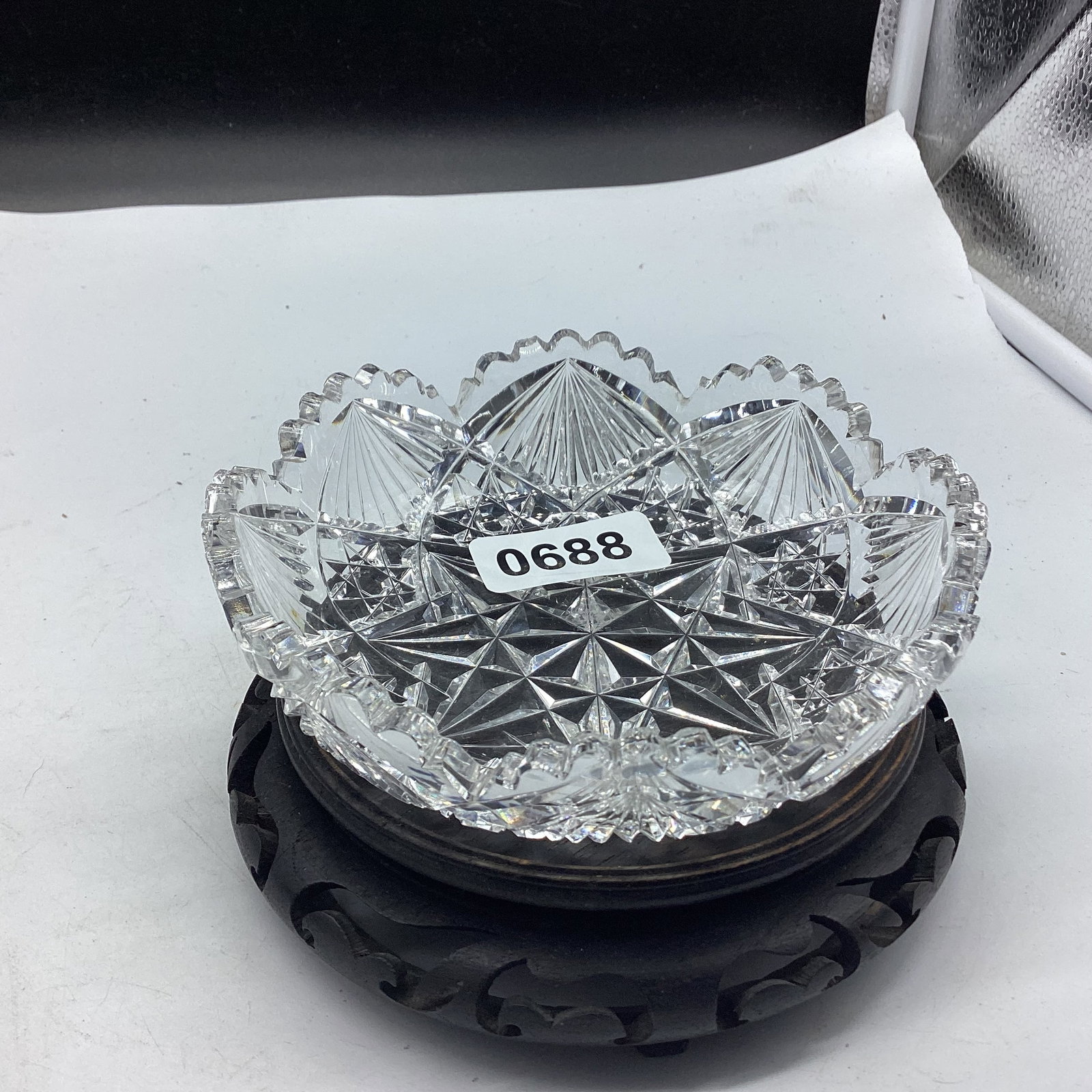 BRILLIIANT CUT GLASS MINT DISH SIGNED HAWKES (1 of 1)