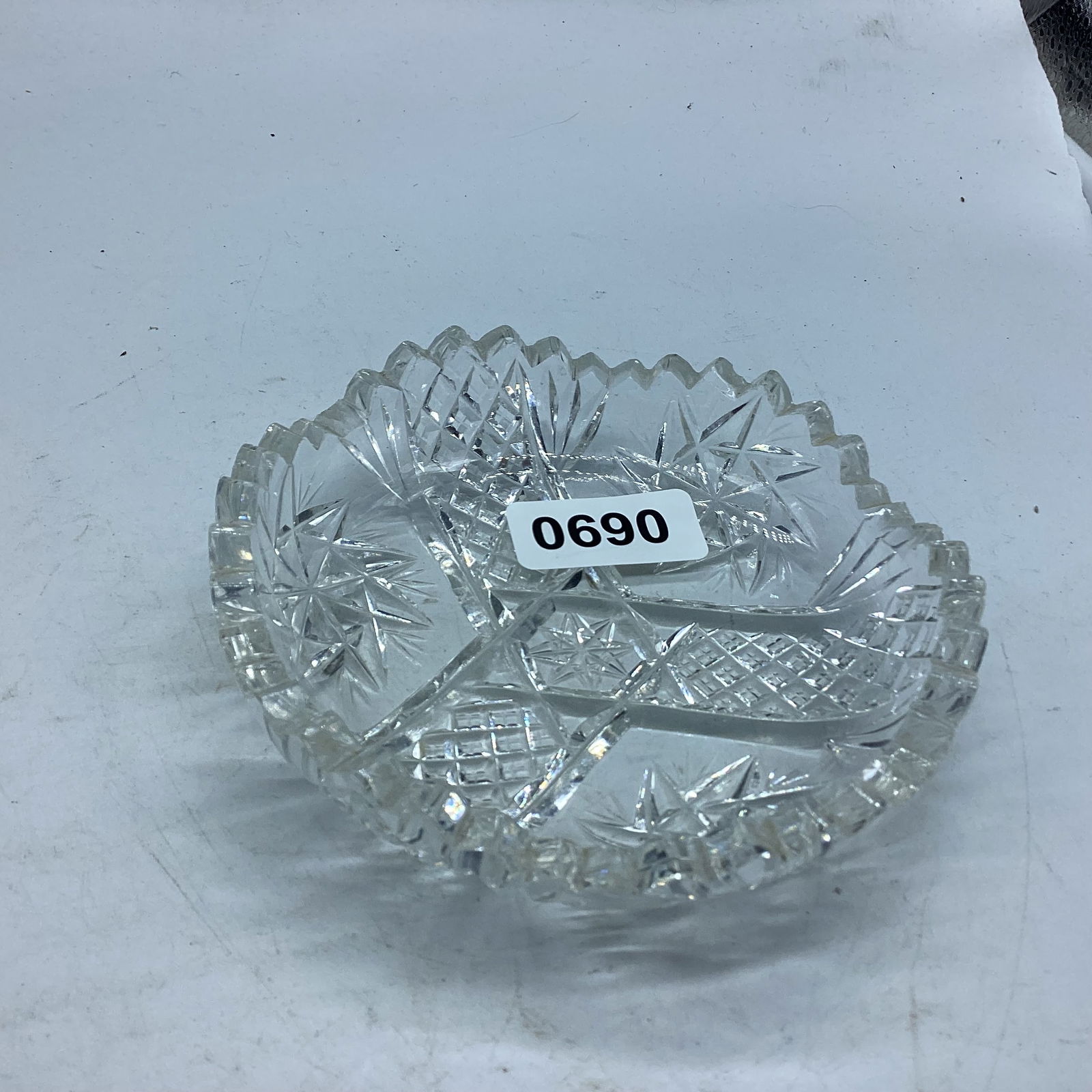 BRILLIANT CUT GLASS PIN DISH SIGNED (1 of 1)