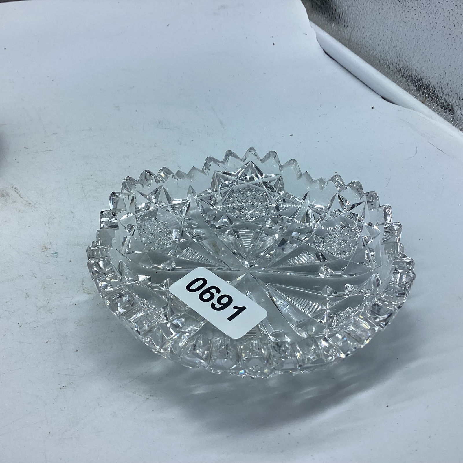 BRILLIANT CUT GLASS DISH SIGNED HAWKES (1 of 1)