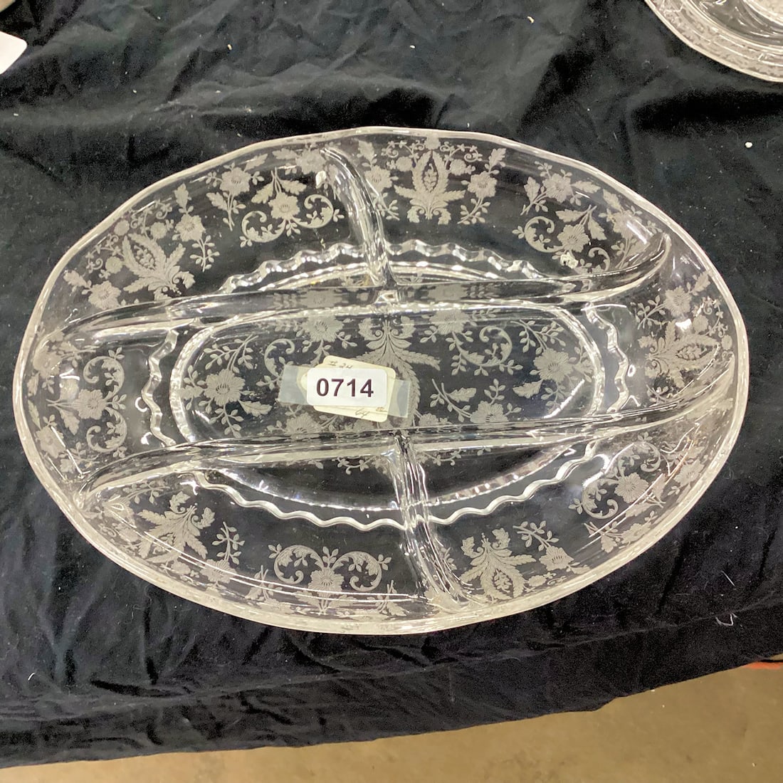 FOSTORIA PRELUDE 5 PART RELISH DISH: 9 3/4 X 13 1/4 GOOD SHAPE
