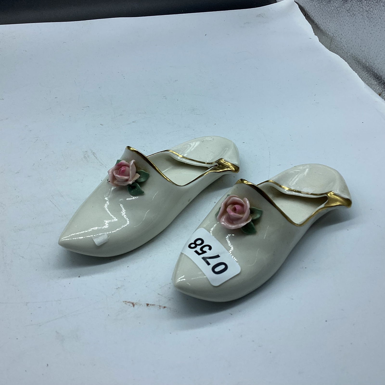 PAIR OF PORCELIAN SHOES BY DRESDEN (1 of 2)