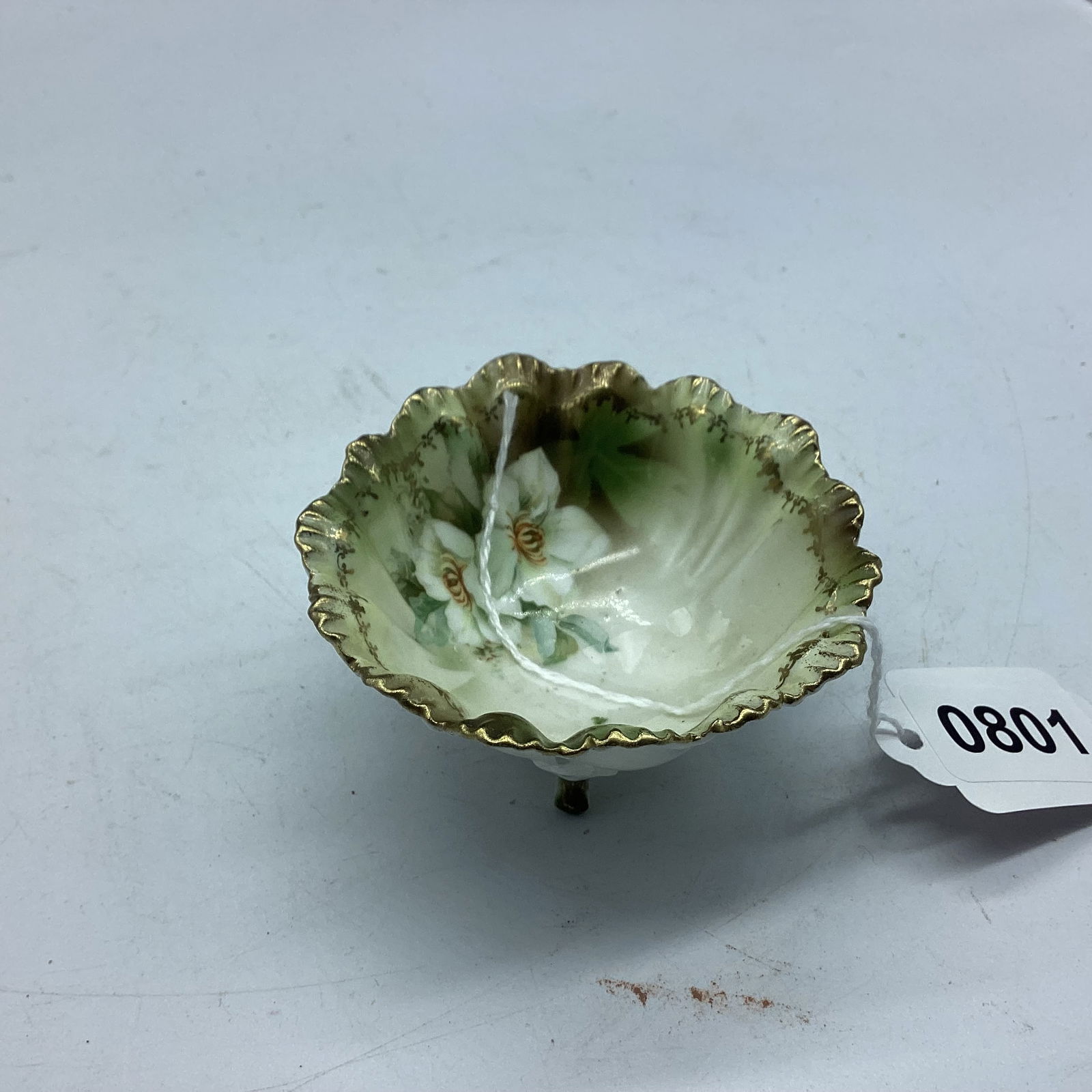 PORCELIAN R. S. PRUSSIA HAND PAINTED SALT DIP: 1 1/2 X 3 1/2 GOOD SHAPE