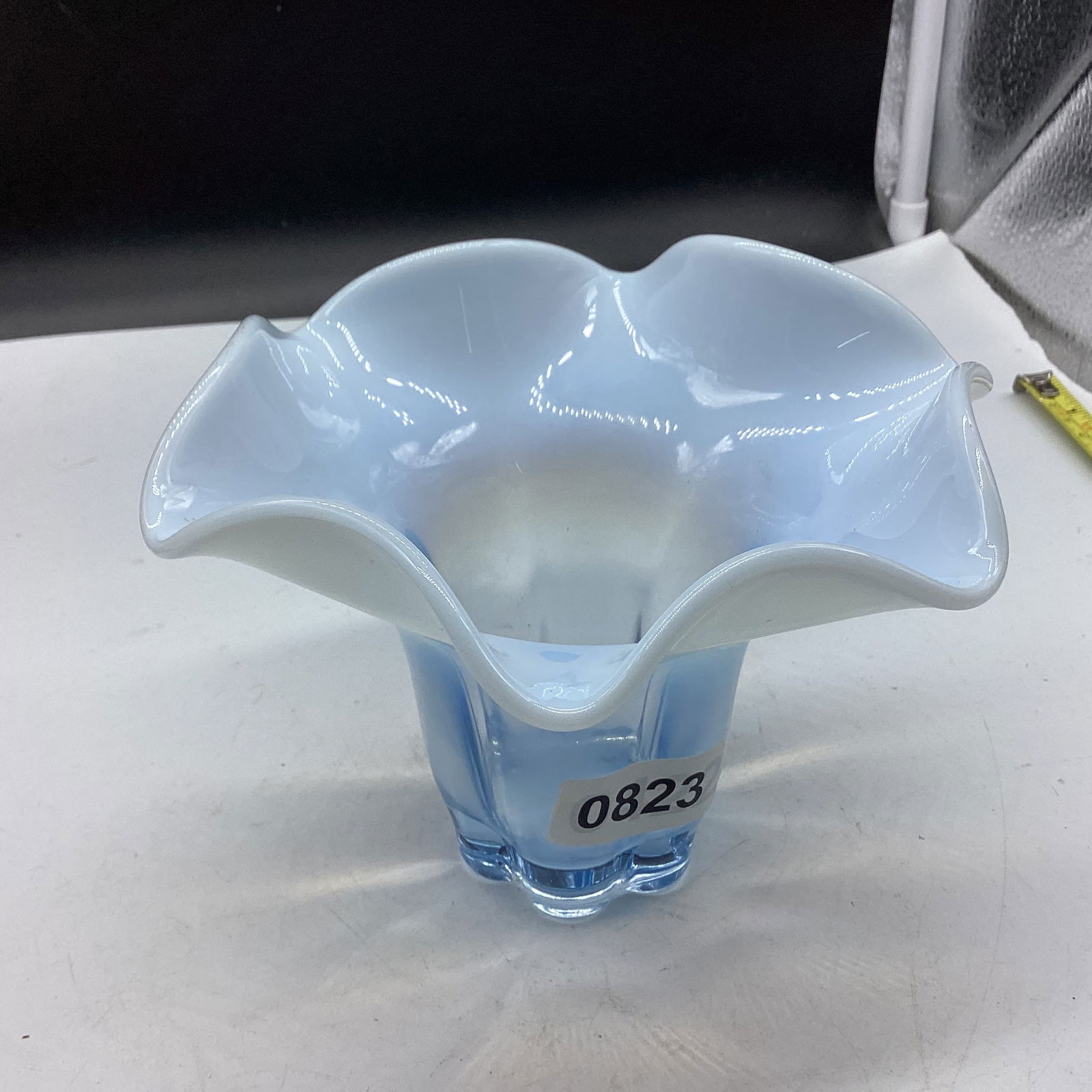 DUNCAN & MILLER CANTERBURY OPALESCENT VASE: 4 1/2 X 6 1/2 GOOD SHAPE