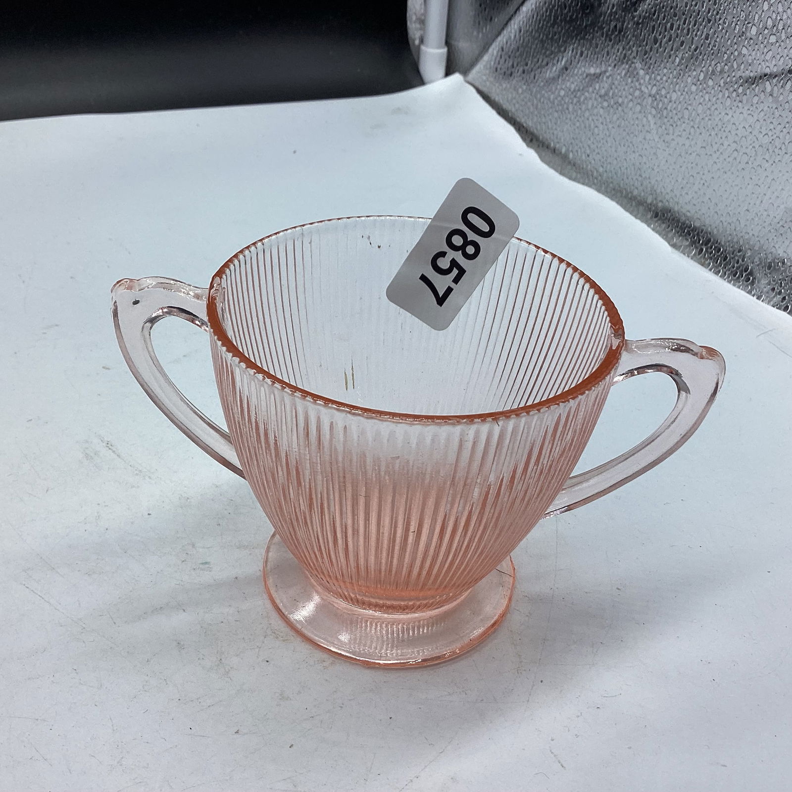 DEPRESSION HOMESPUN SUGAR BOWL: GOOD SHAPE