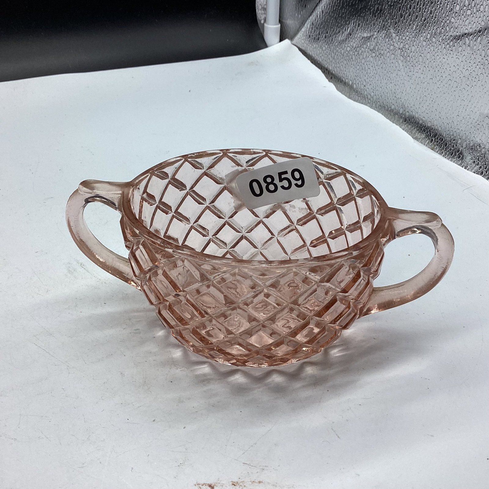 DEPRESSION WATERFORD SUGAR BOWL: GOOD SHAPE