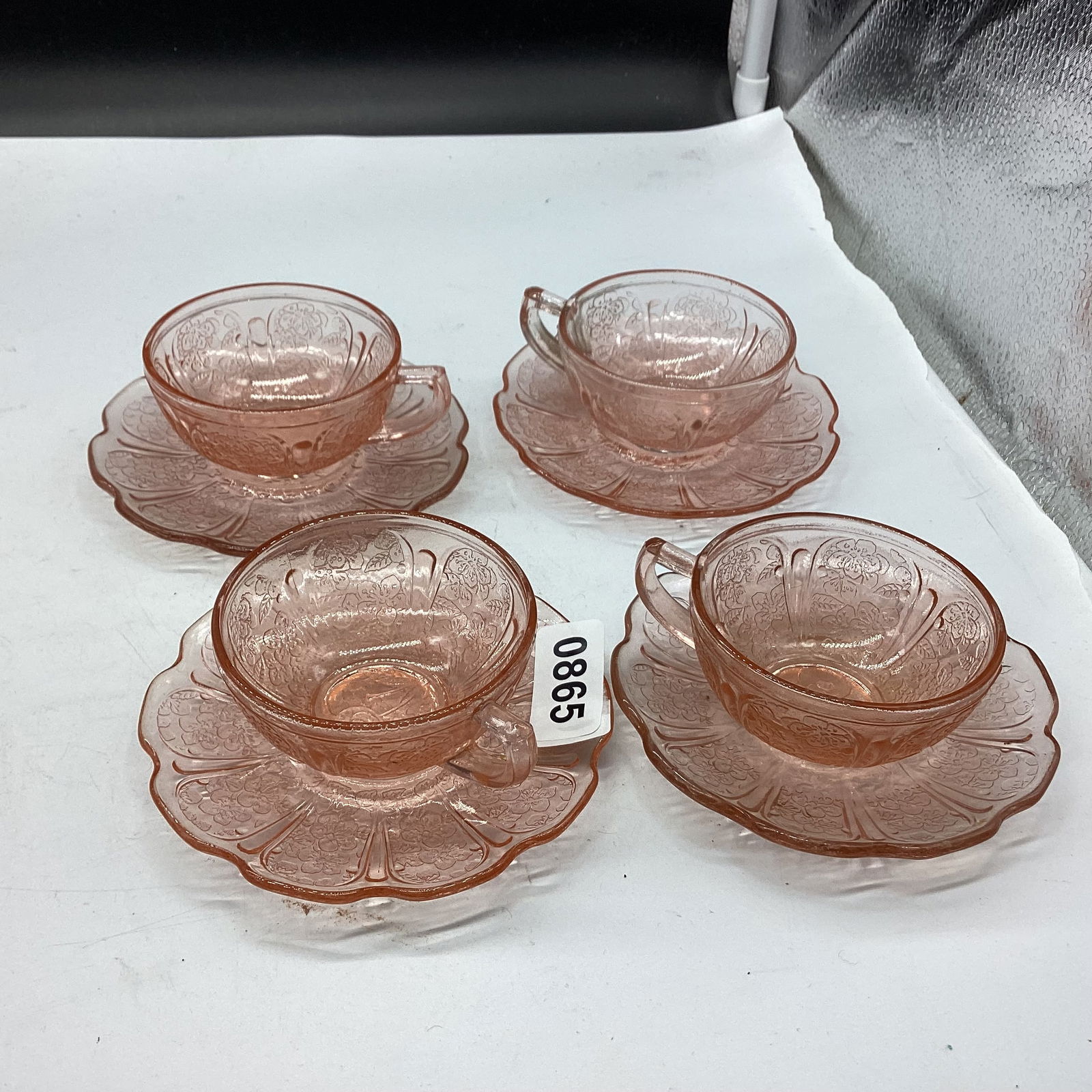 4 DEPRESSION CHILD'S CHERRY BLOSSOM CUP & SAUCER (1 of 1)