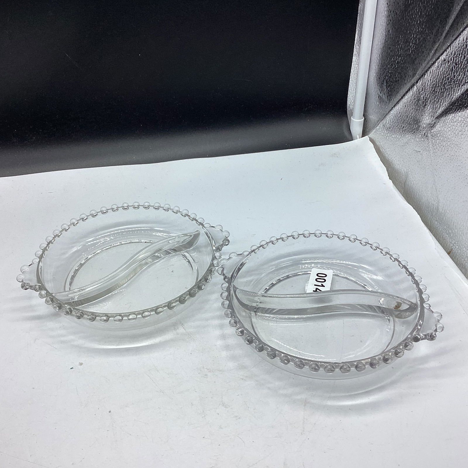 2 IMPERIAL CANDLEWICK RELISH DISHES: GOOD SHAPE