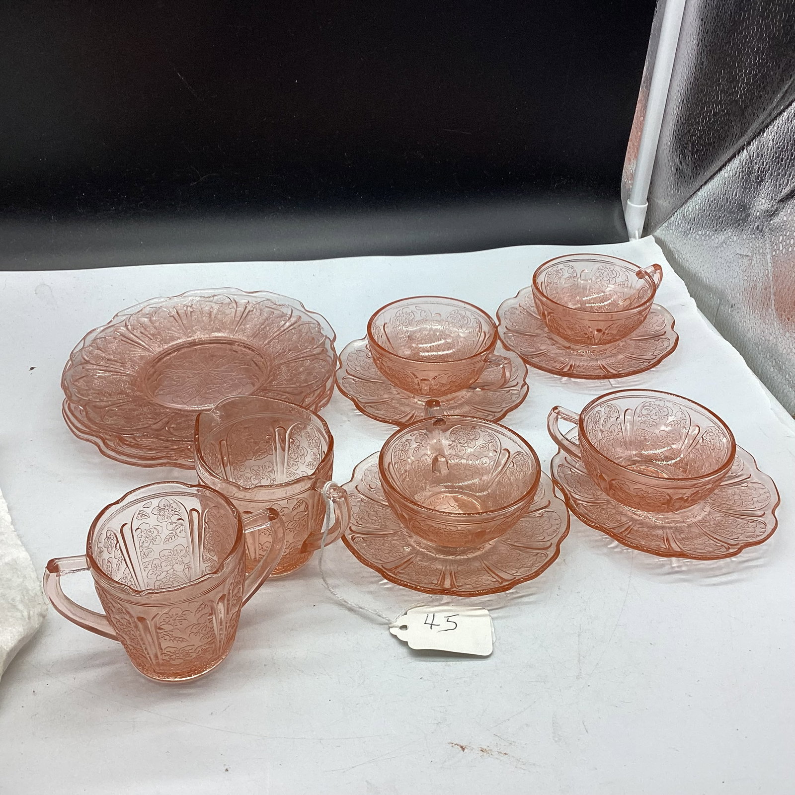 VINTAGE DEPRESSION CHERRY BLOSSOM CHILD'S SET: GOOD SHAPE
