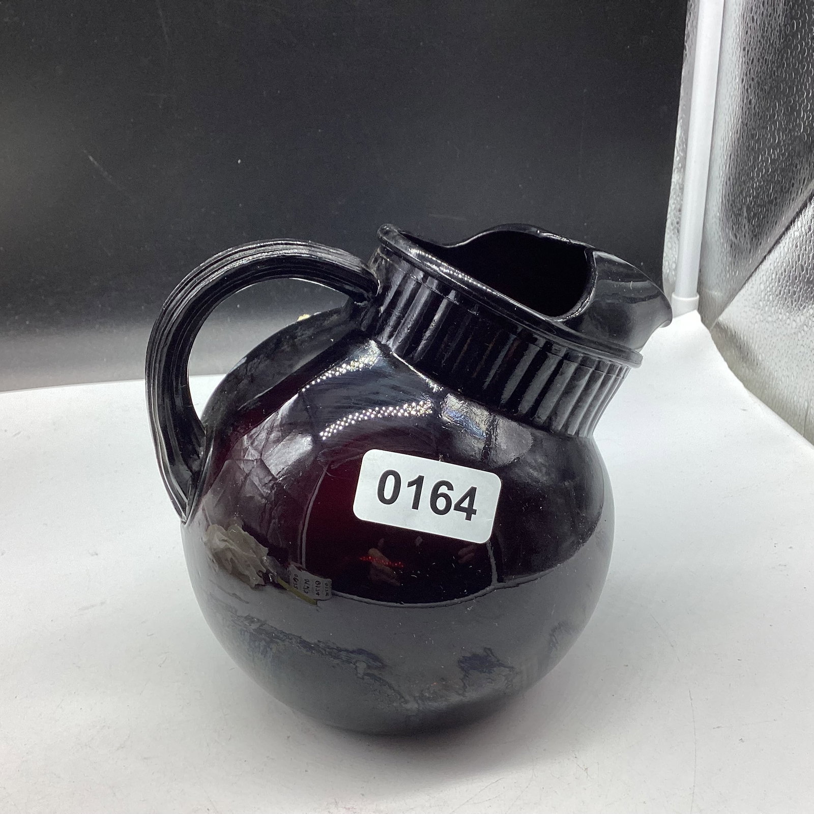 DEPRESSION ROYAL RUBY JUICE PITCHER: 5 1/2" TALL GOOD SHAPE